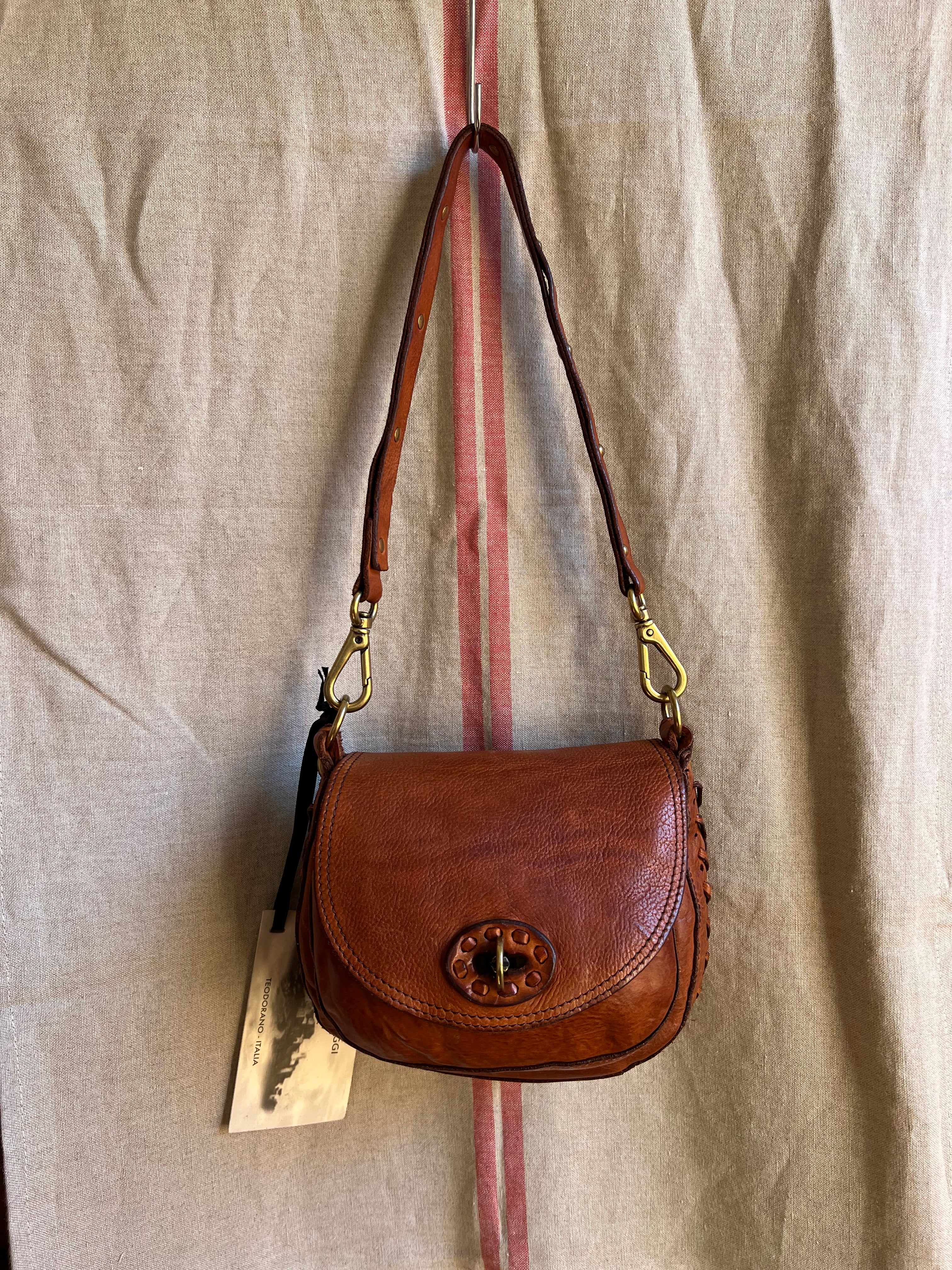 Dalia bag with threading - cognac
