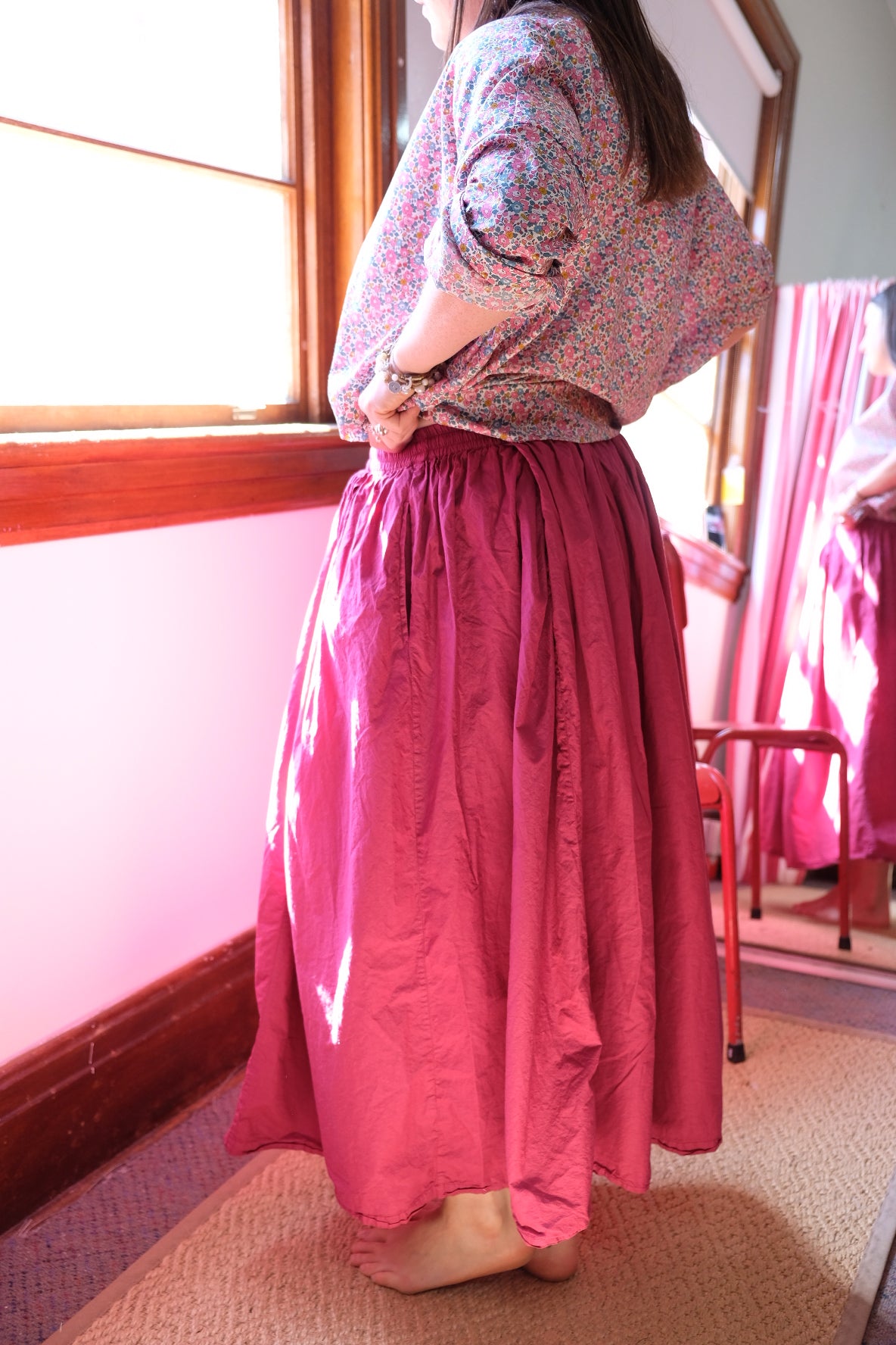 Ulla Skirt - cotton poplin - Berry