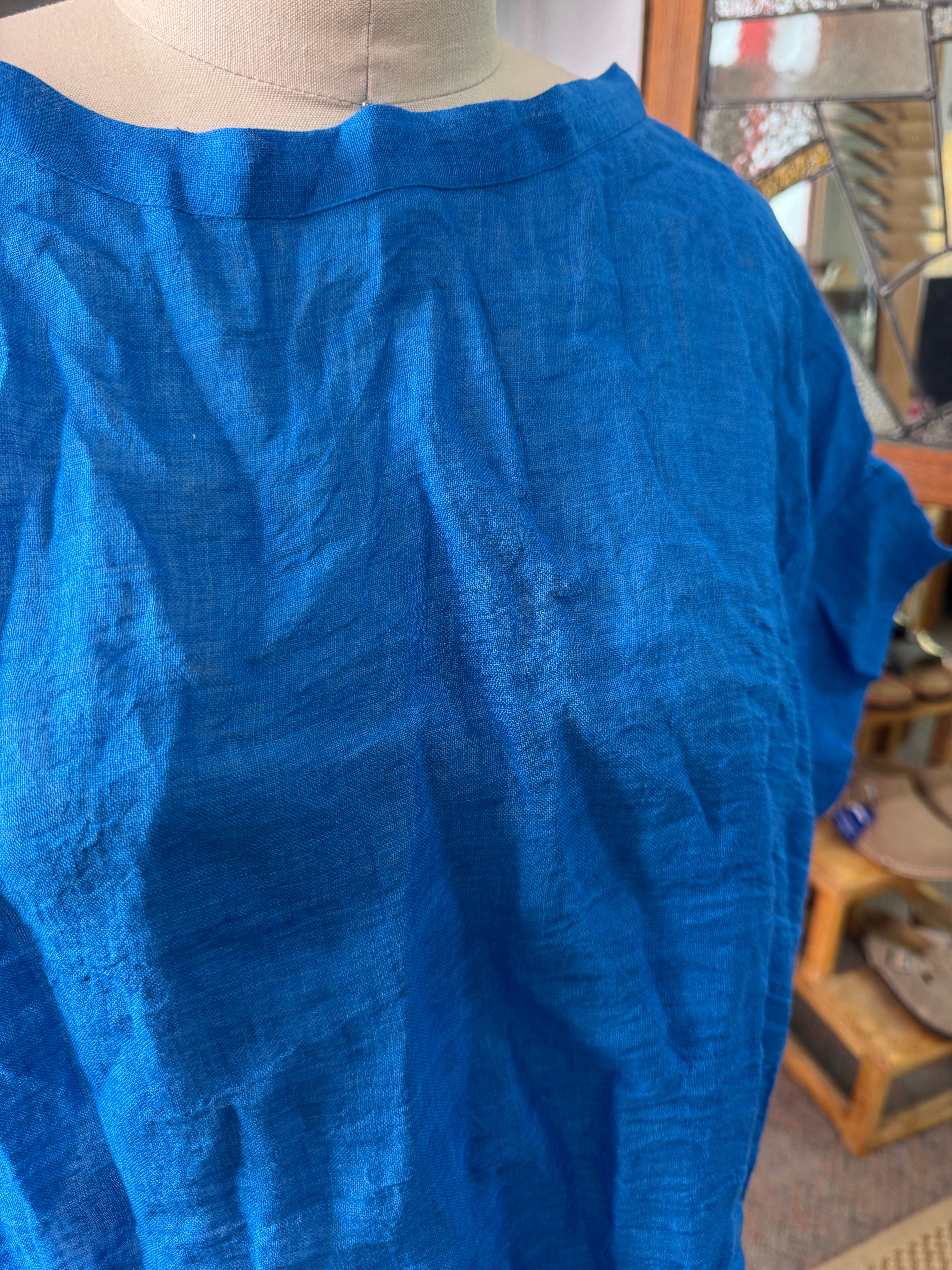 Gauze linen Tee - Azure