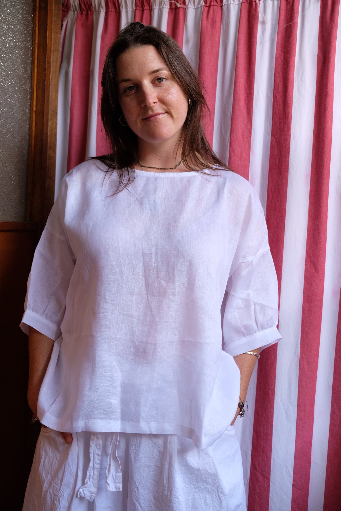 Jane top - white linen