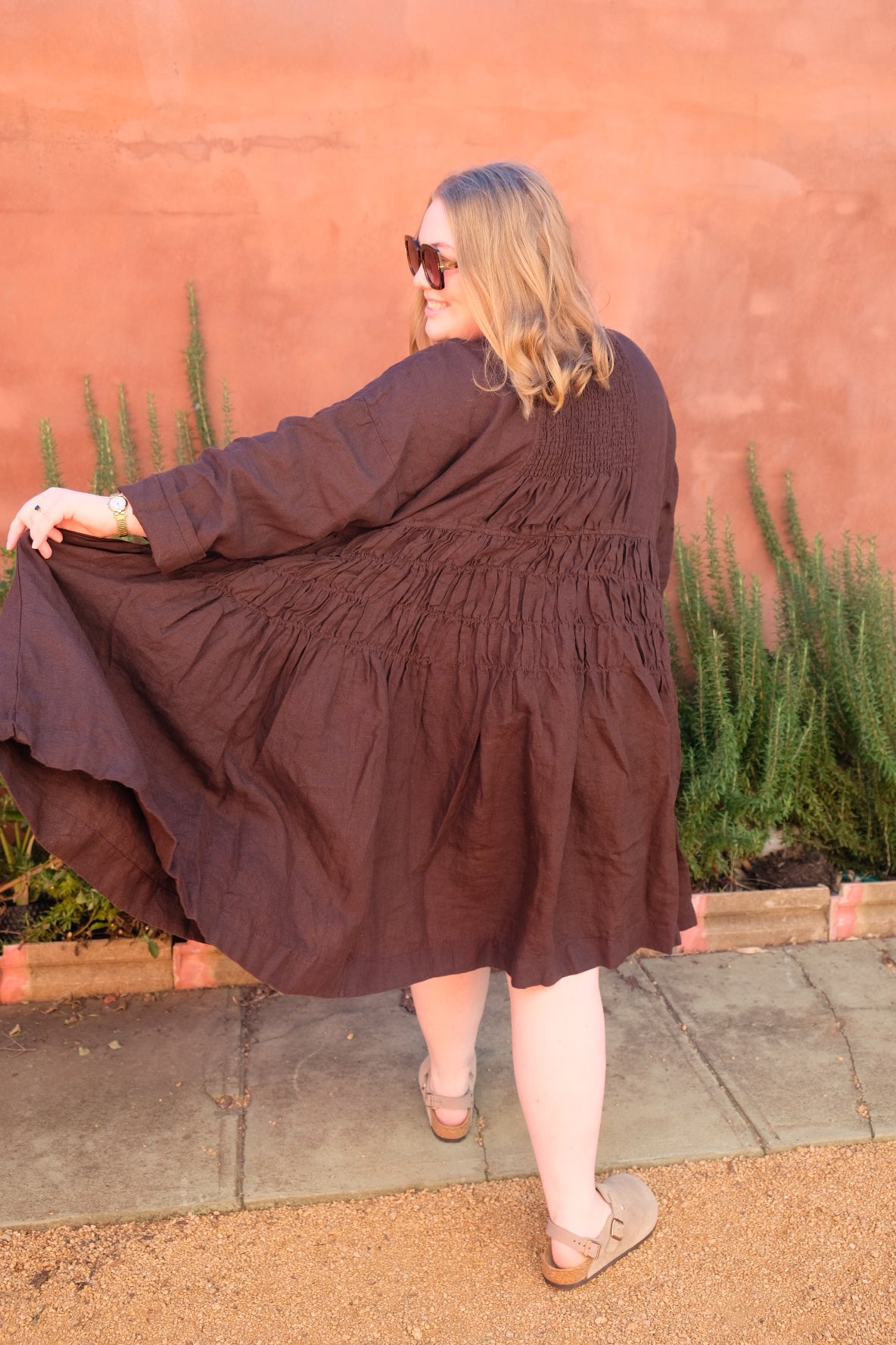 Helena Dress Short - Linen - Chocolate