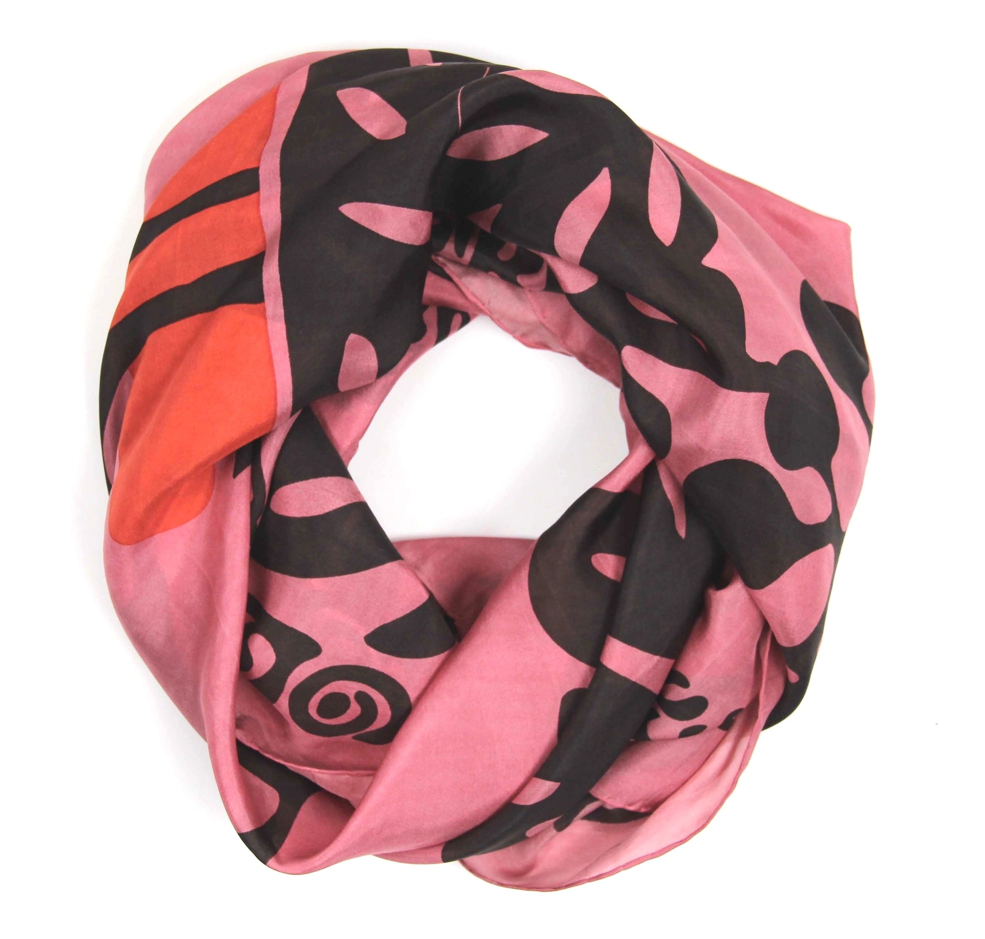 Large Silk scarf - Square Silk Panama Brown