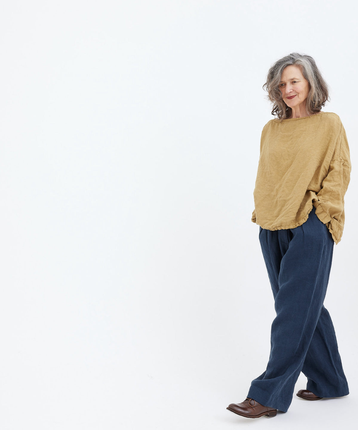 Helen Pant mid weight linen - Navy