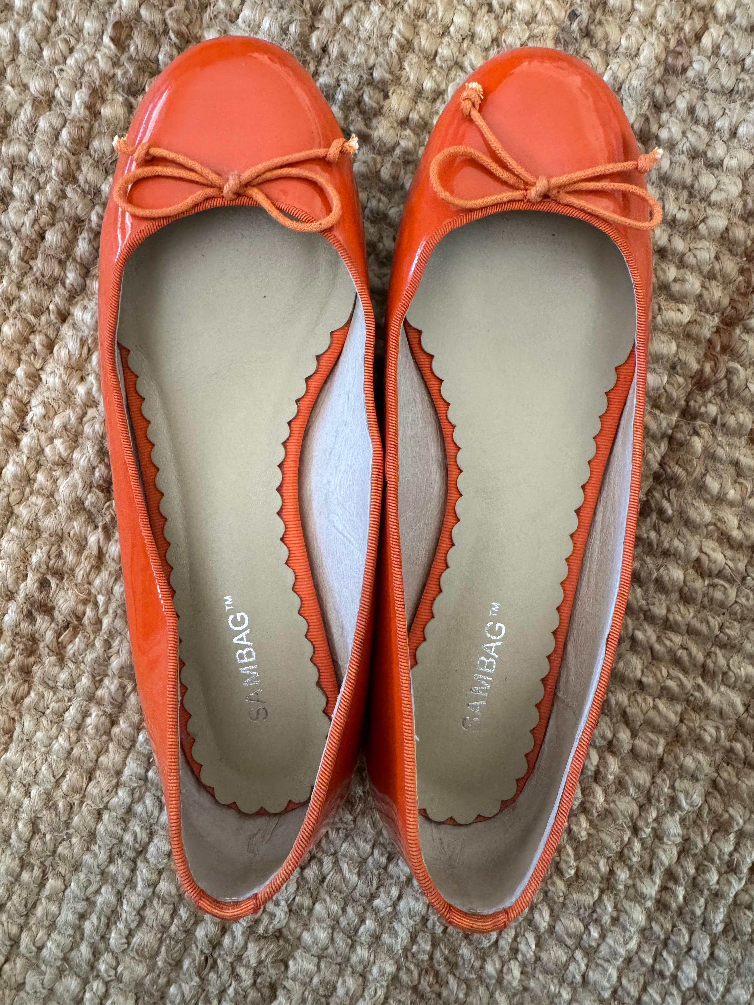 Pre-loved Sambag Tina Orange Patent Leather Ballet Flat