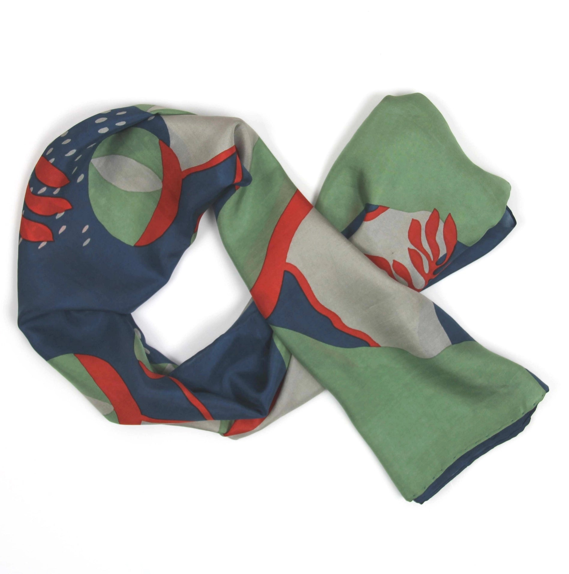 Large Silk scarf - Square Silk Pacific Green