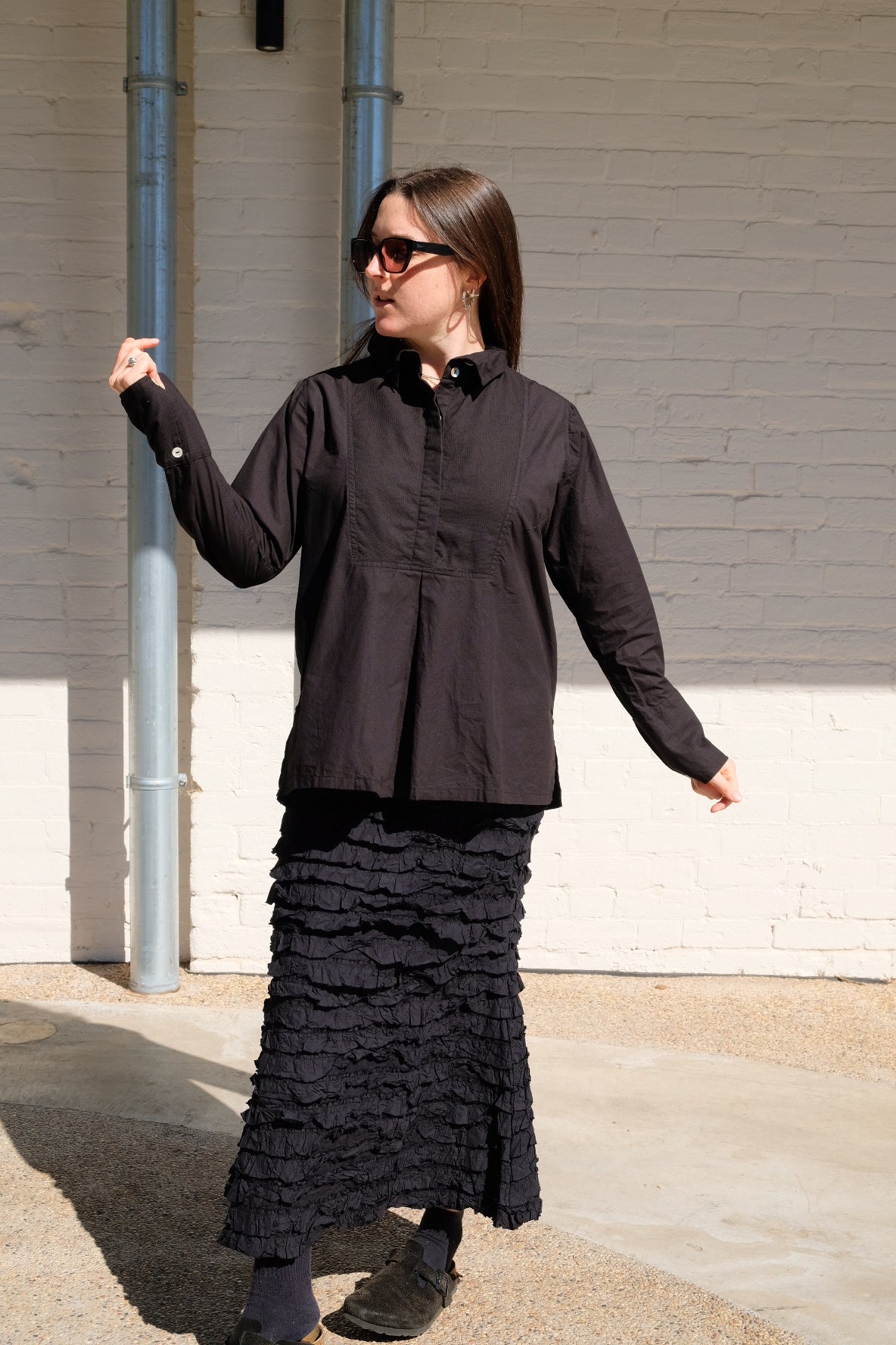 Winifred Shirt - Cotton Poplin - Black