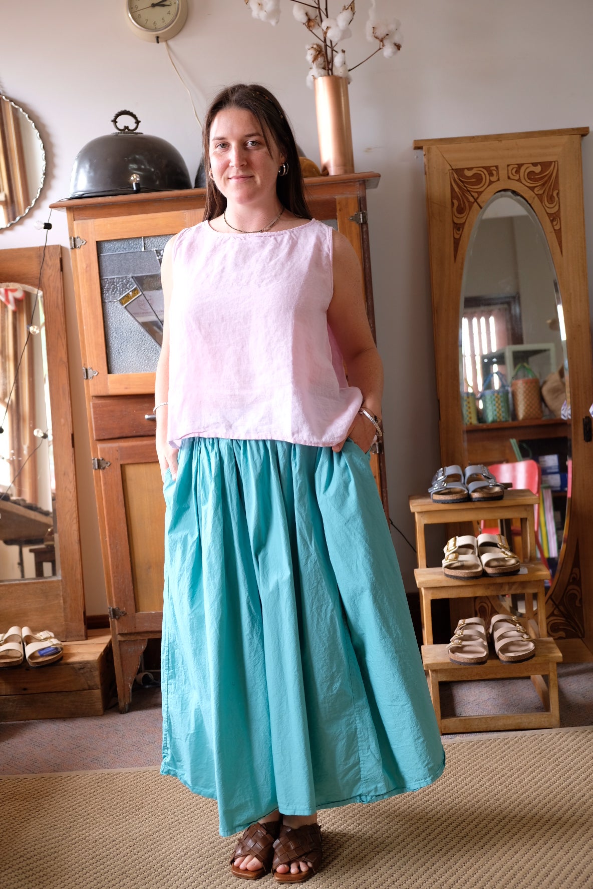 Ulla Skirt - cotton poplin - Duck Egg Blue