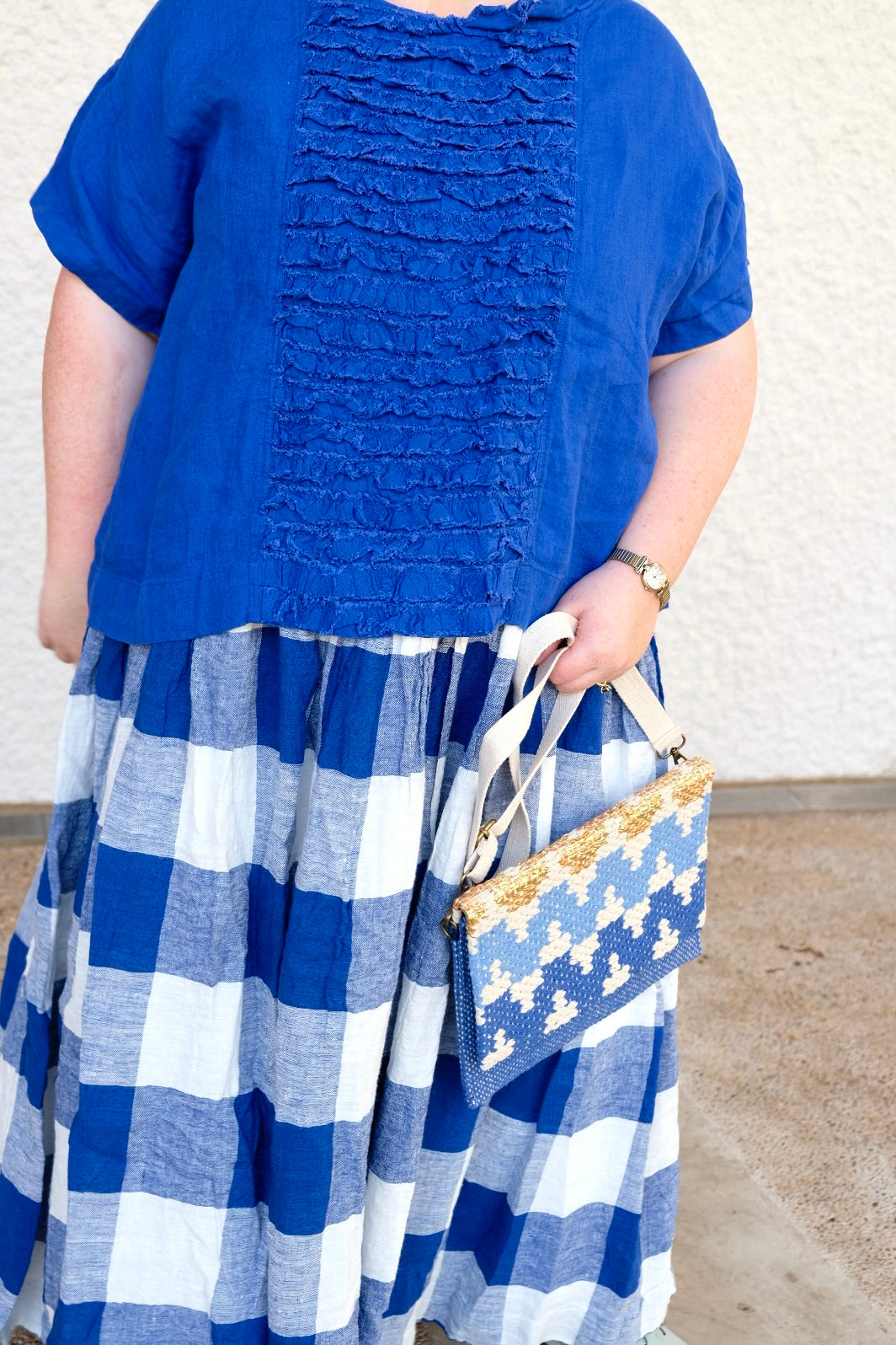 Jua Top - Linen - cobalt