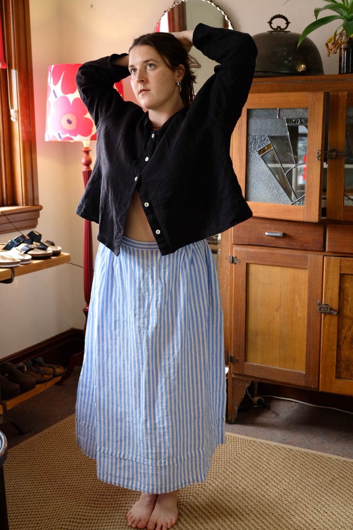 Eden Skirt - Lightweight Linen - Sea Side Stripe