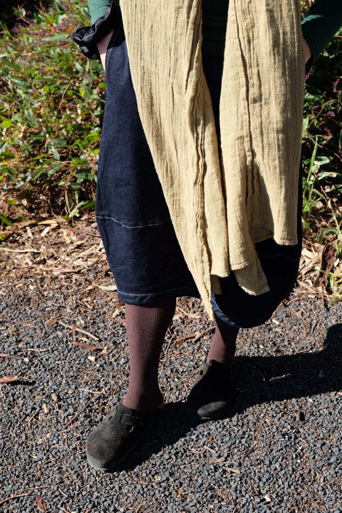 Merino Wool Textured Knit Tights - Cacao