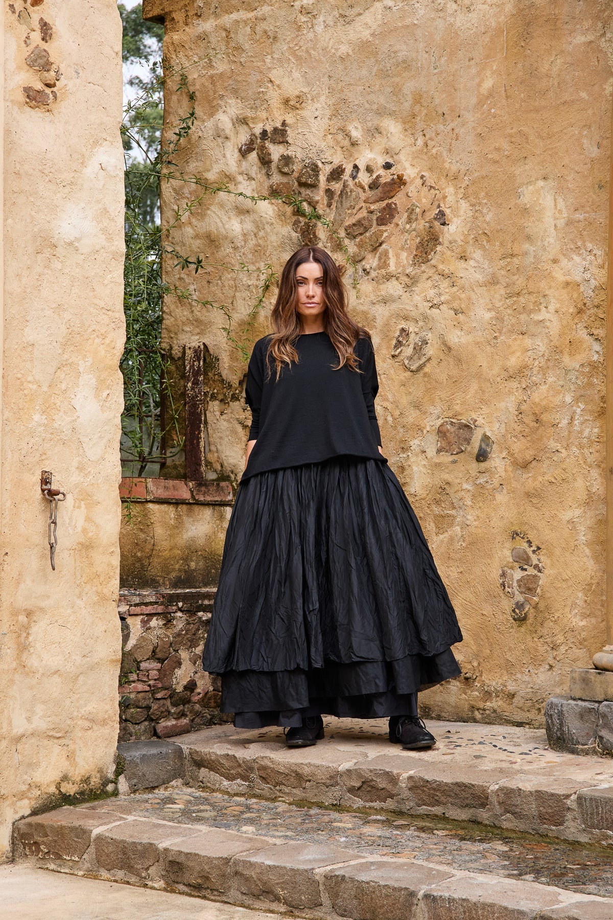 Amelie Tutu Slip Long Silk - Black