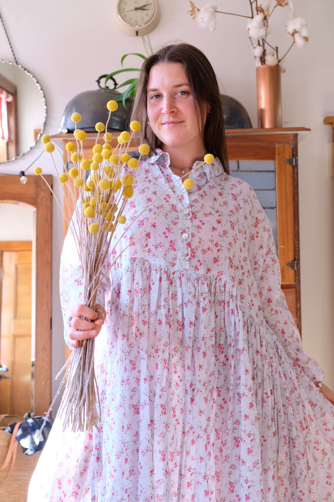 EDITH DRESS - COTTON VOILE blue floral