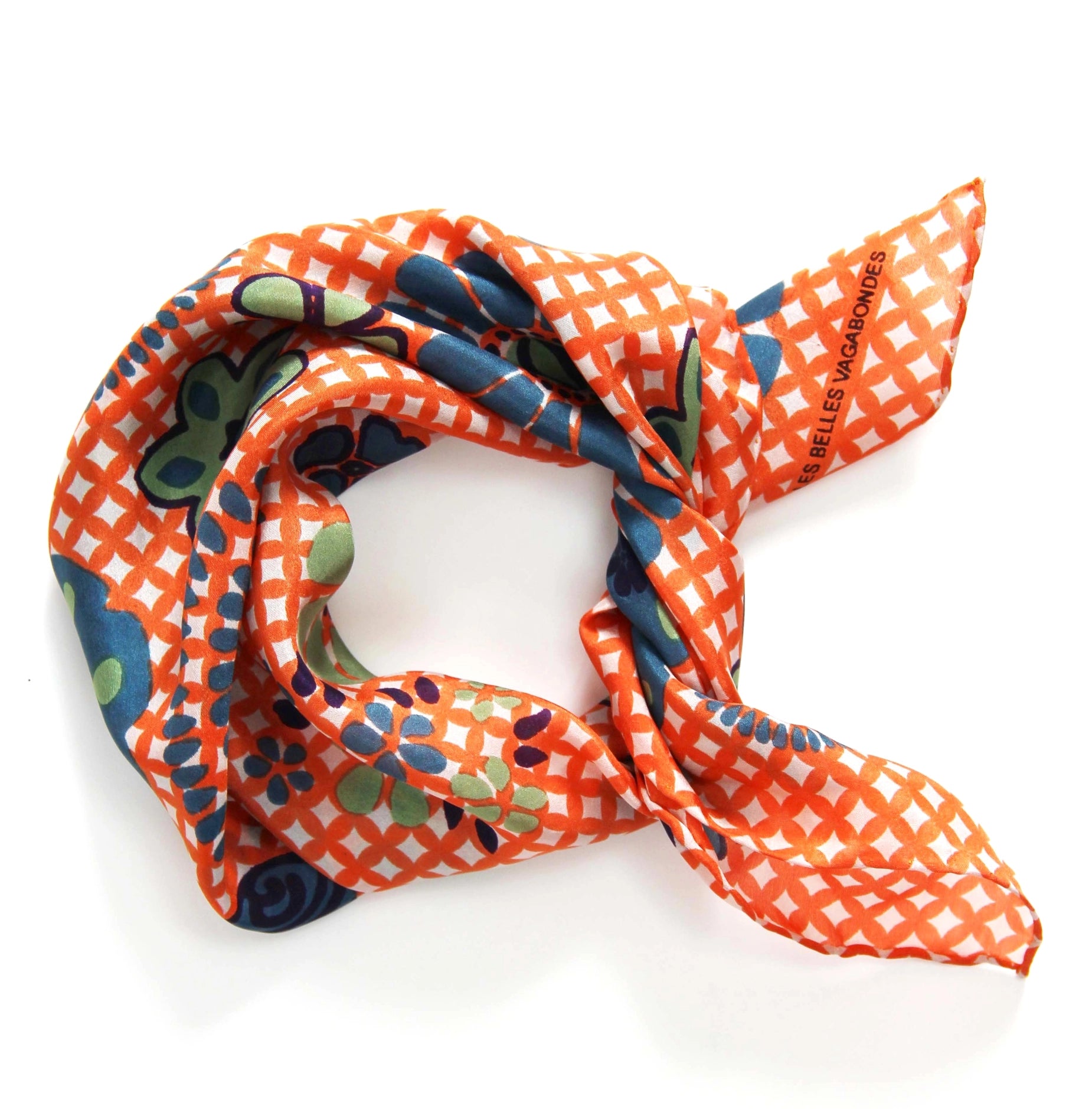 Silk scarf - Mini Orange Shippo