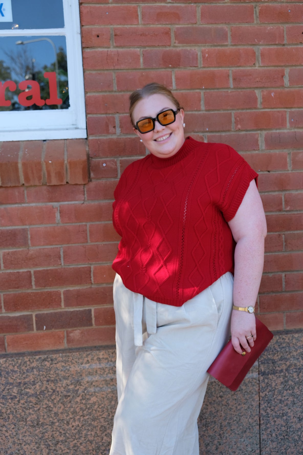 Heart Cable Vest - Red