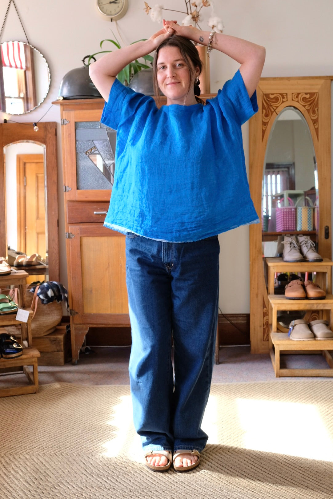 Gauze linen Tee - Azure