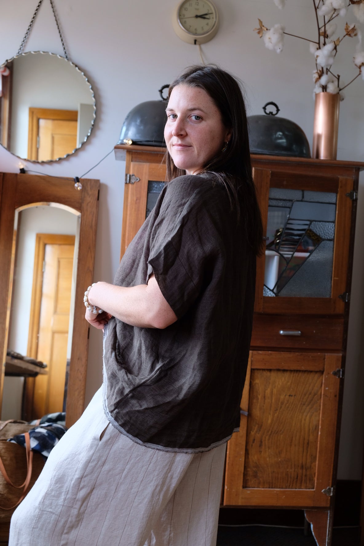 Gauze linen Tee - Khaki