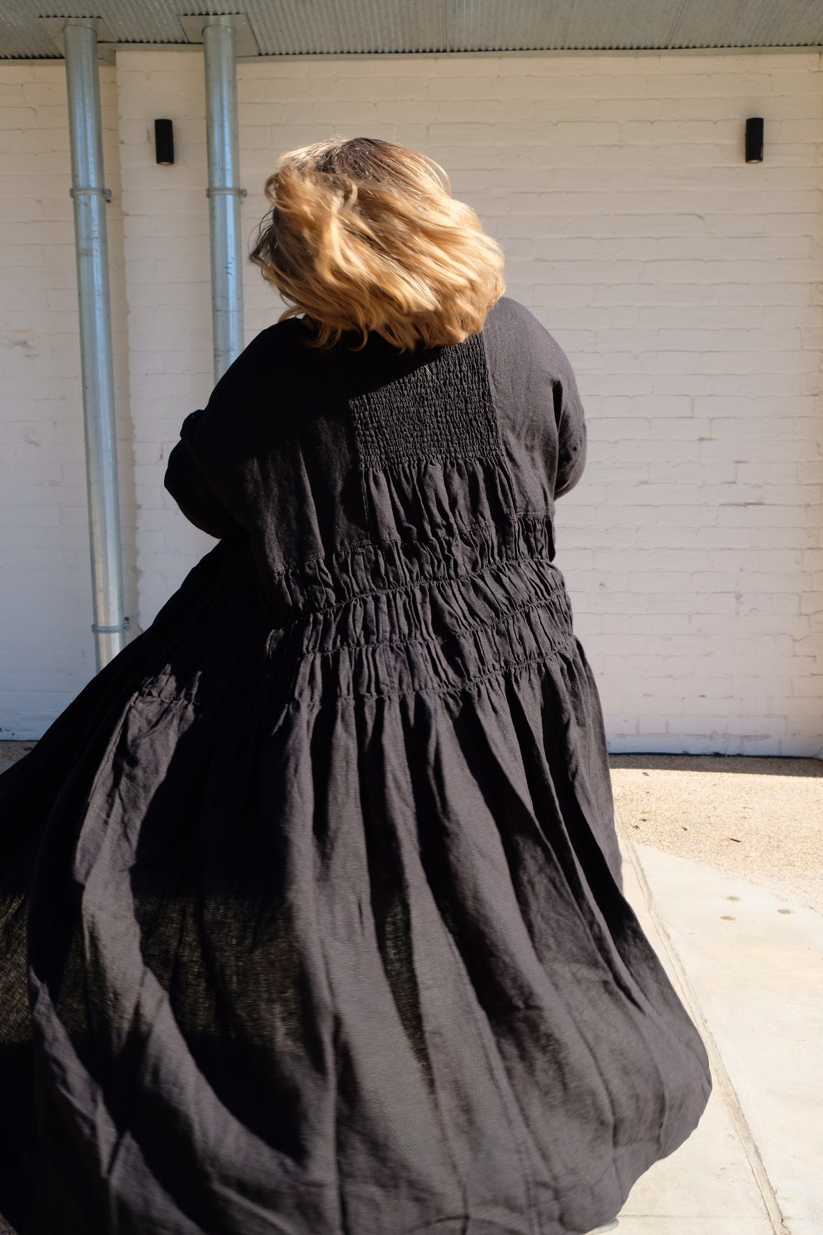 Helena Dress Long - Linen - Black