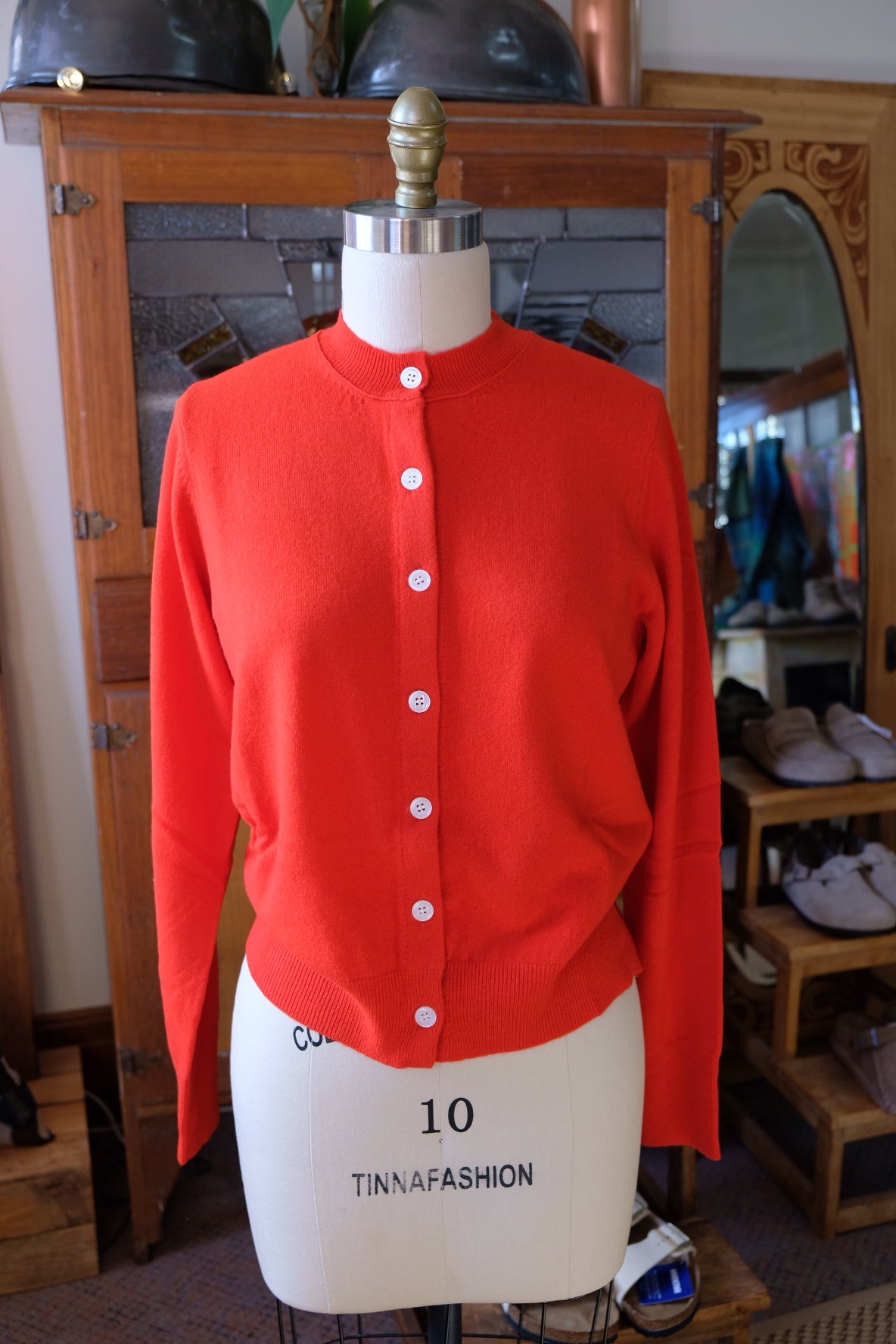 Classic Cardigan Lambswool - blood orange