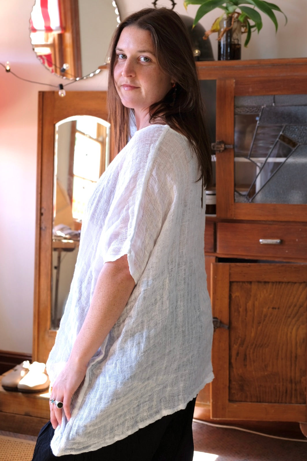 Etta Gauze Linen Top - White