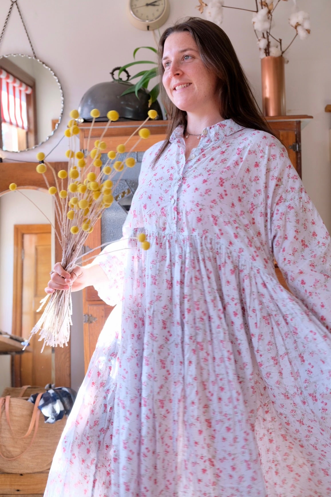 EDITH DRESS - COTTON VOILE blue floral