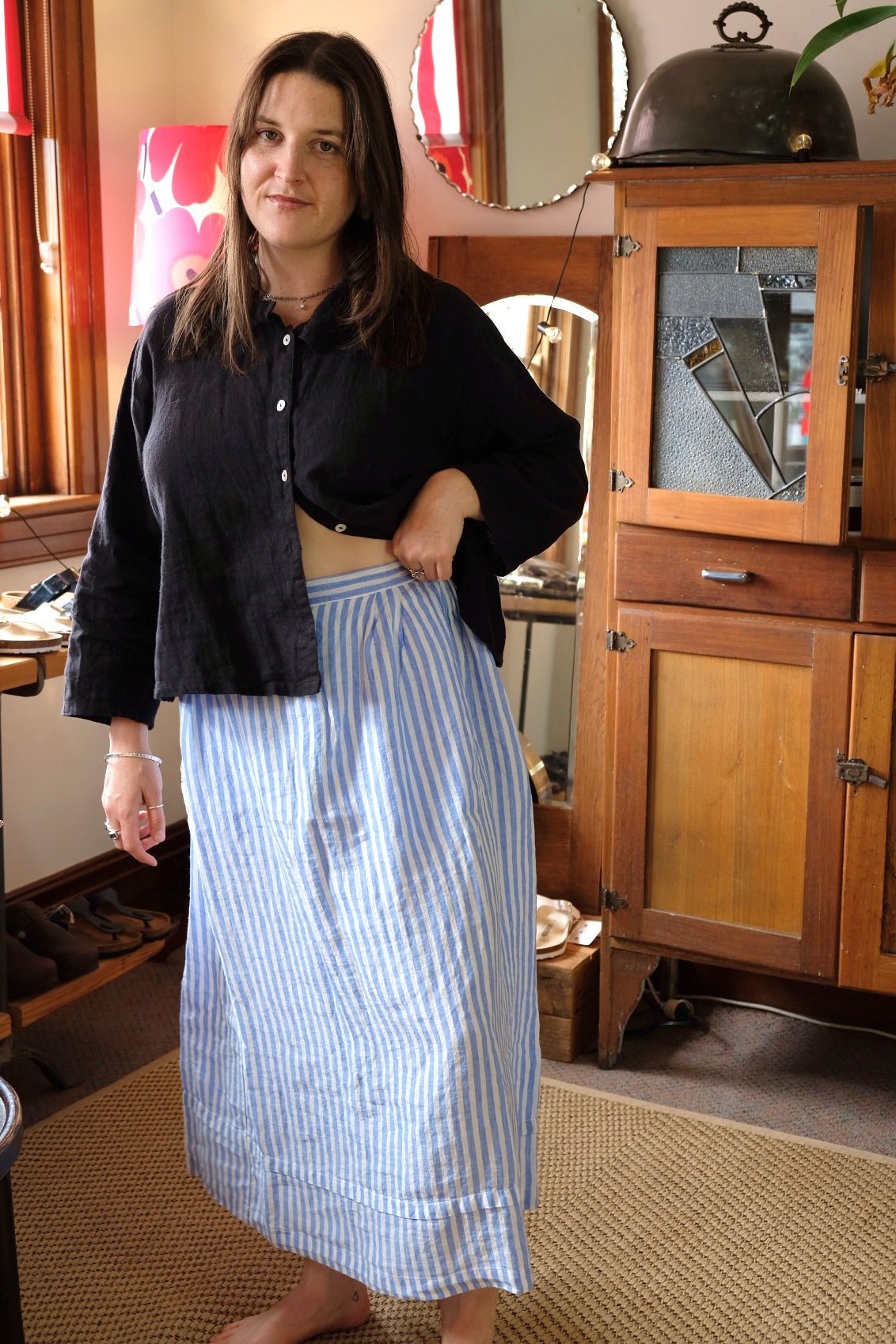 Eden Skirt - Lightweight Linen - Sea Side Stripe