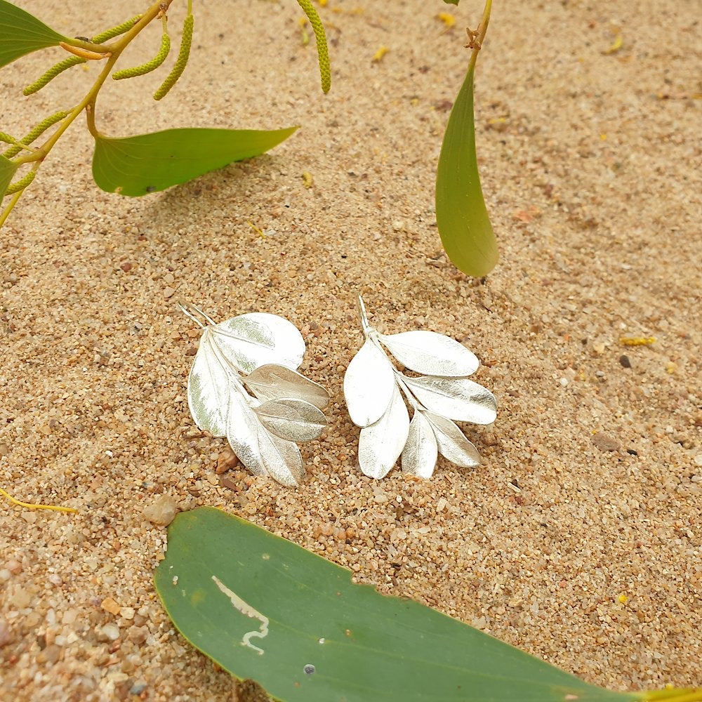 Botanical earrings - Japanese box bush - silver