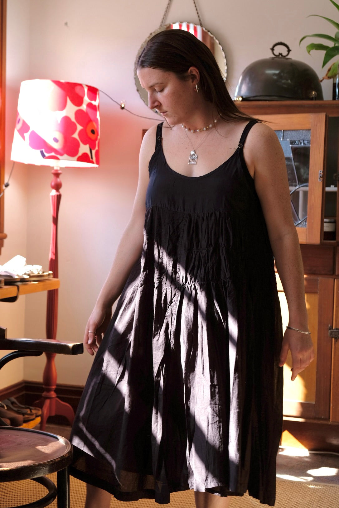 MEERA DRESS - COTTON & SILK - Black