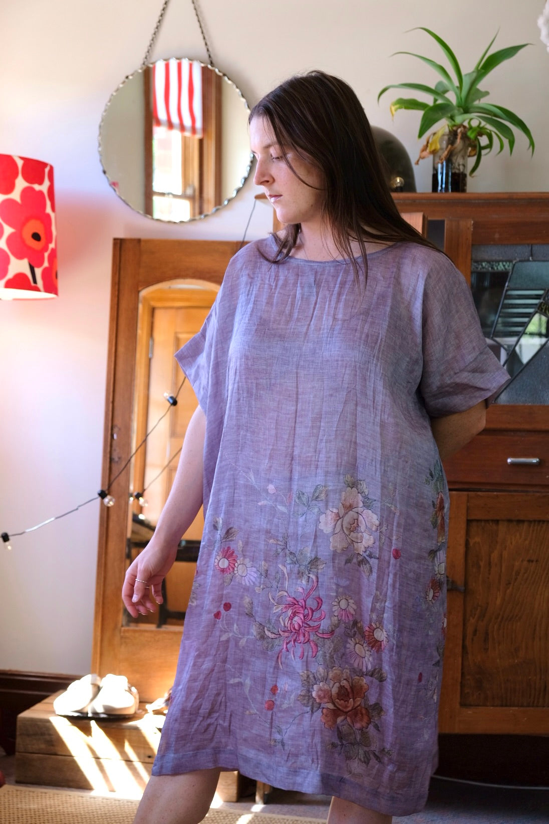 Peony Tunic/Dress Floral Print - Grey