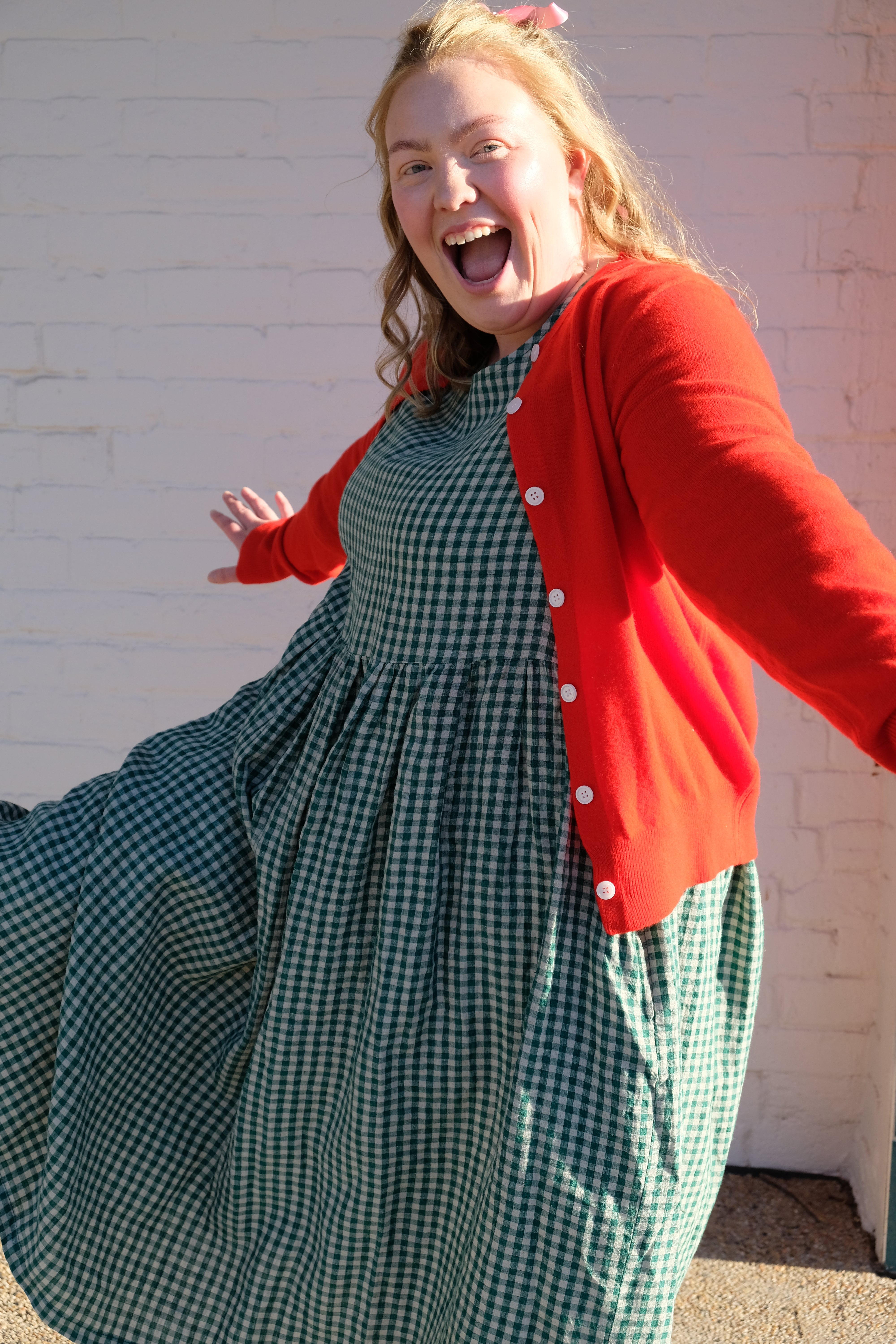 Journee linen dress - green gingham