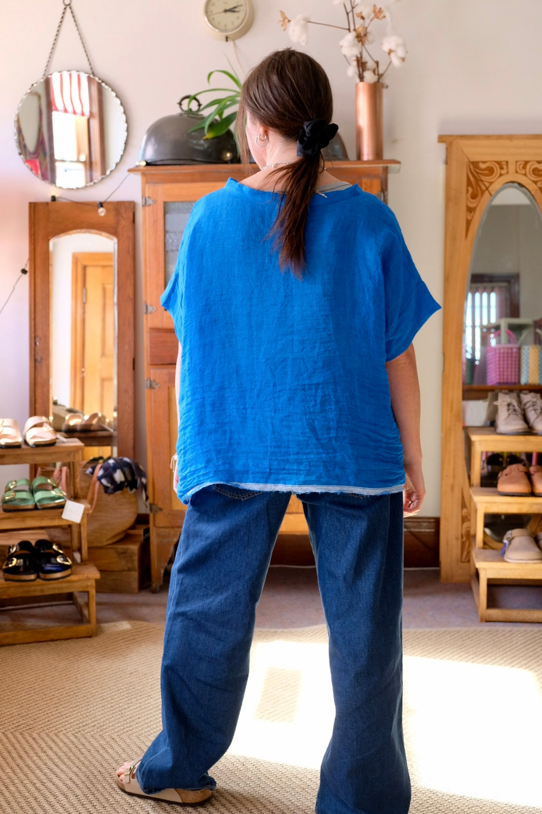 Gauze linen Tee - Azure