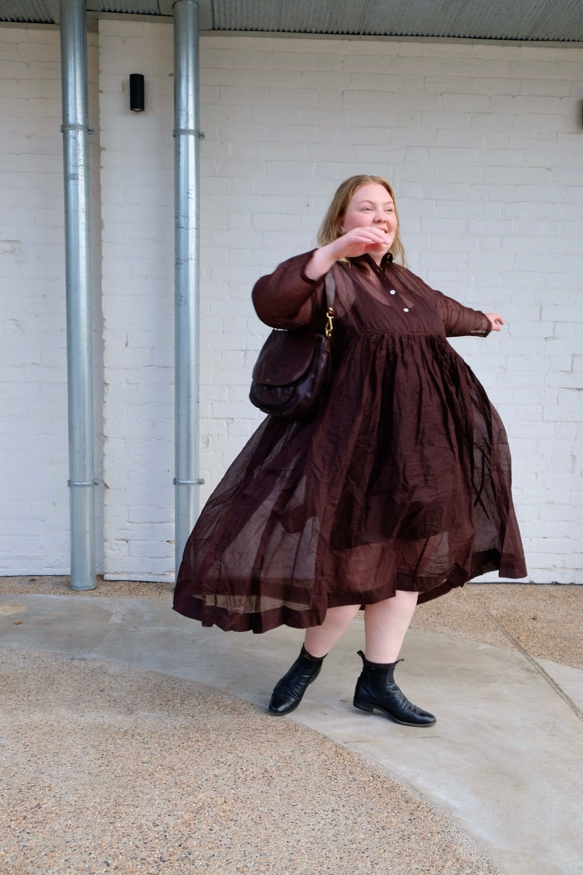 Edith Dress - Cotton Organdy - Chocolate