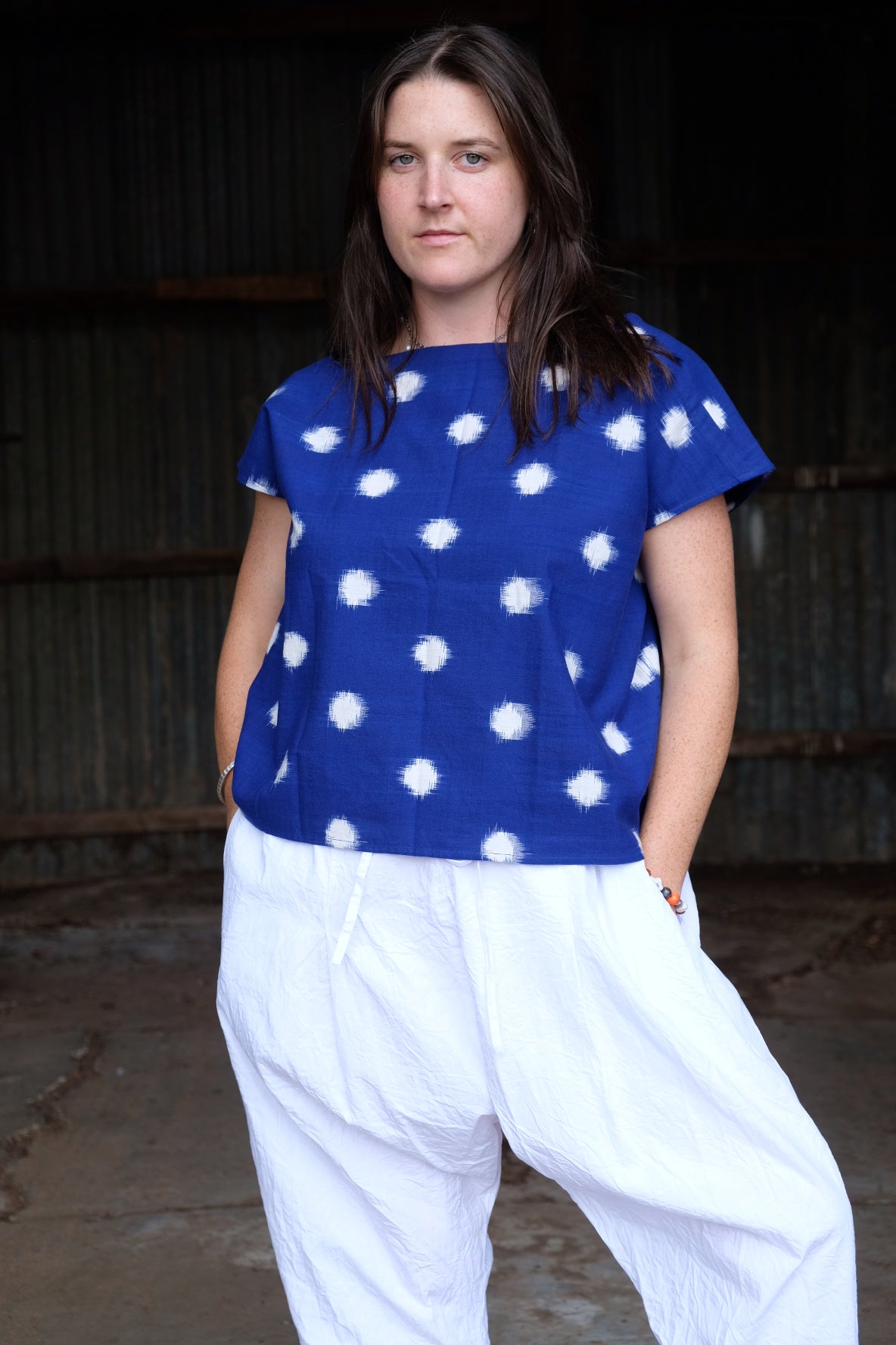 Ori Top - Blue/Ivory