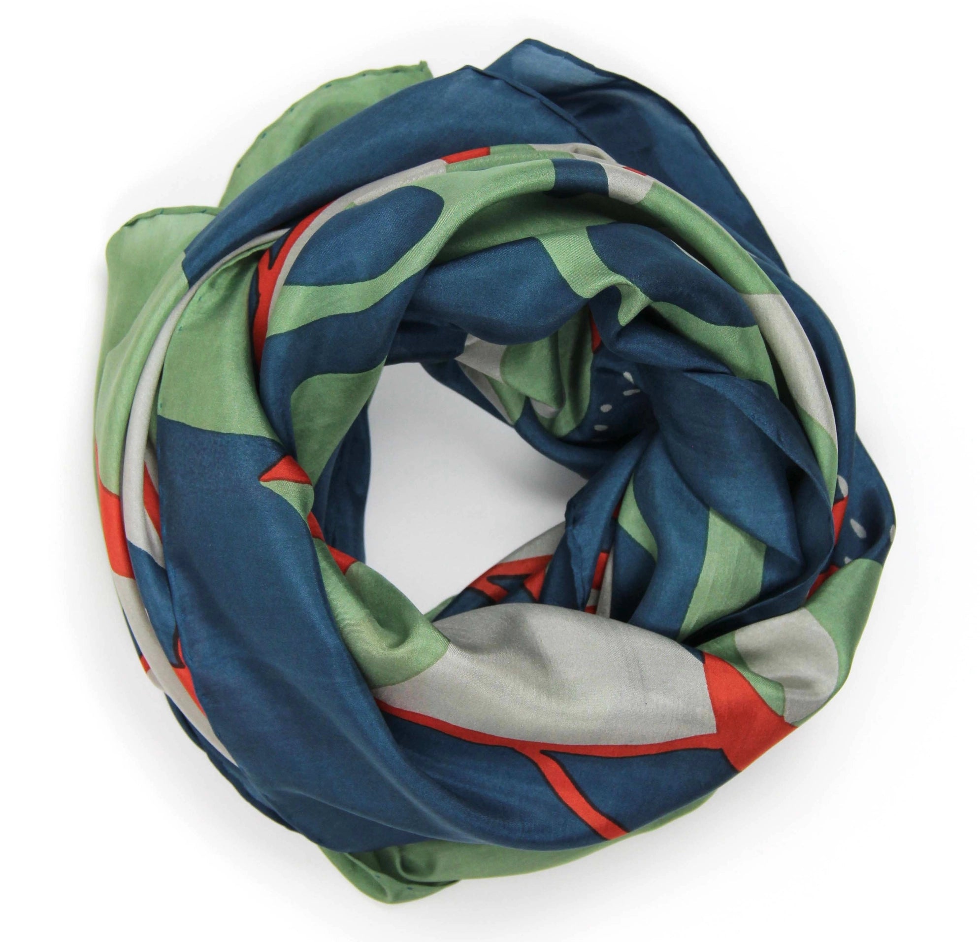 Large Silk scarf - Square Silk Pacific Green