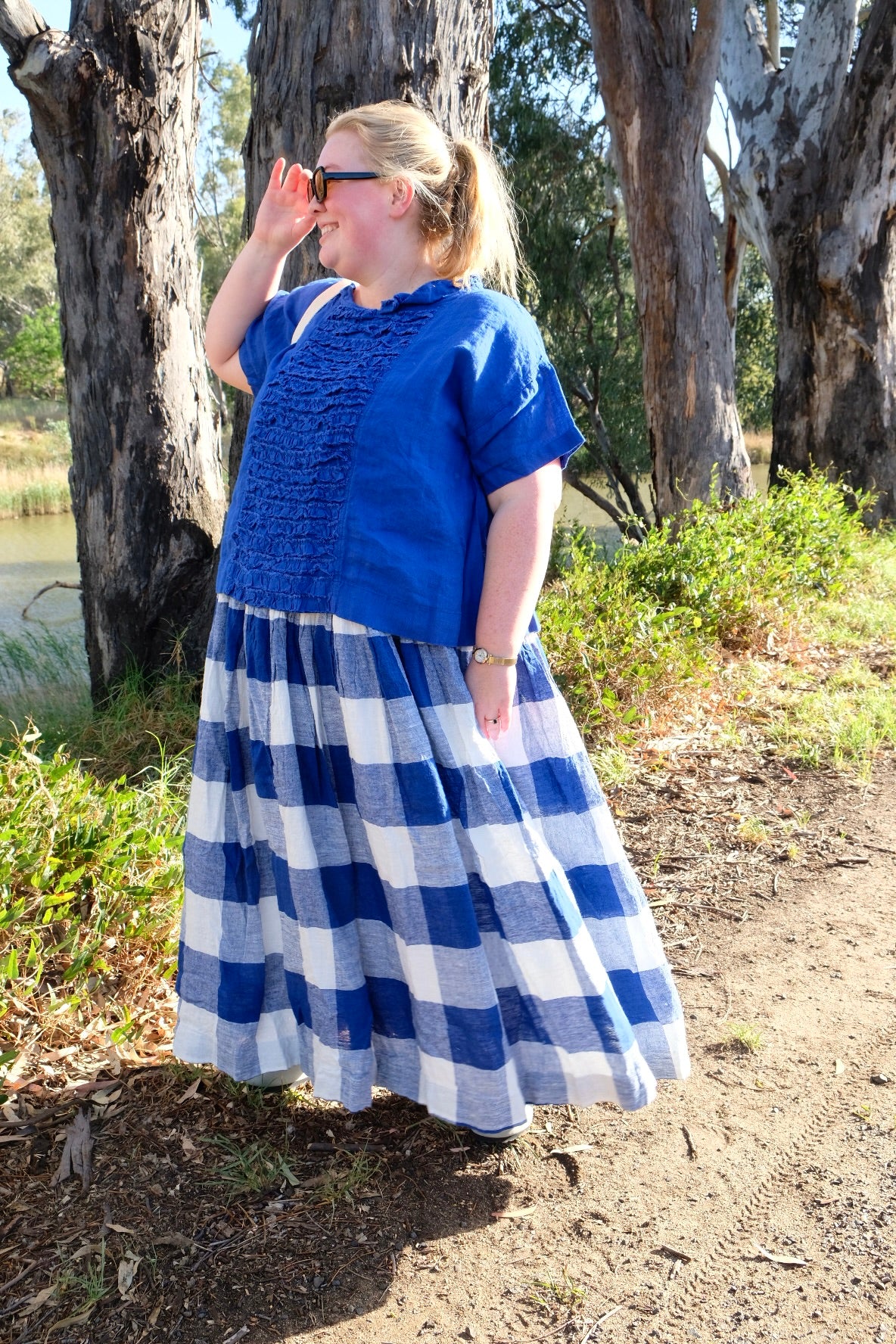 Jua Top - Linen - cobalt