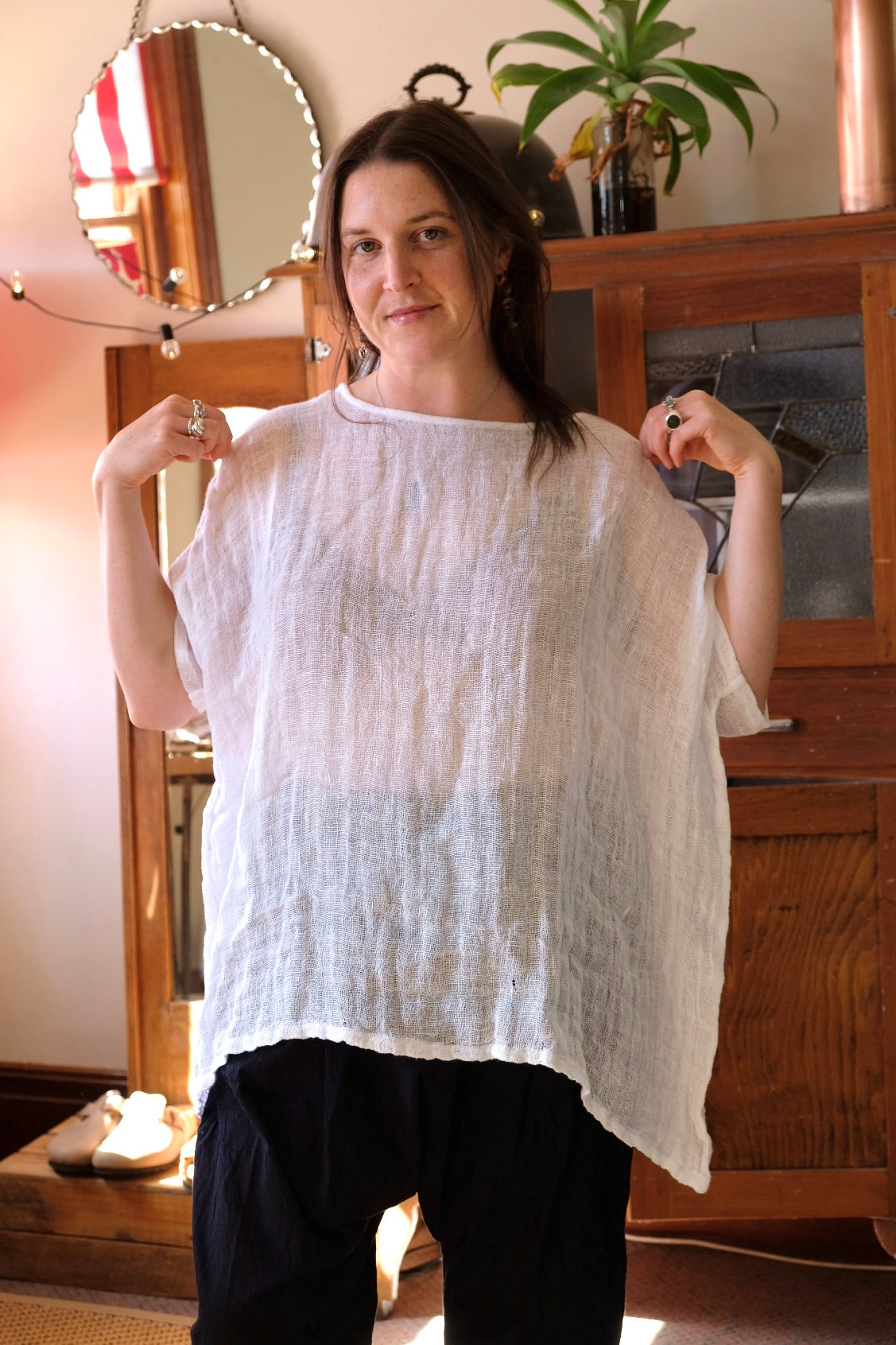 Etta Gauze Linen Top - White