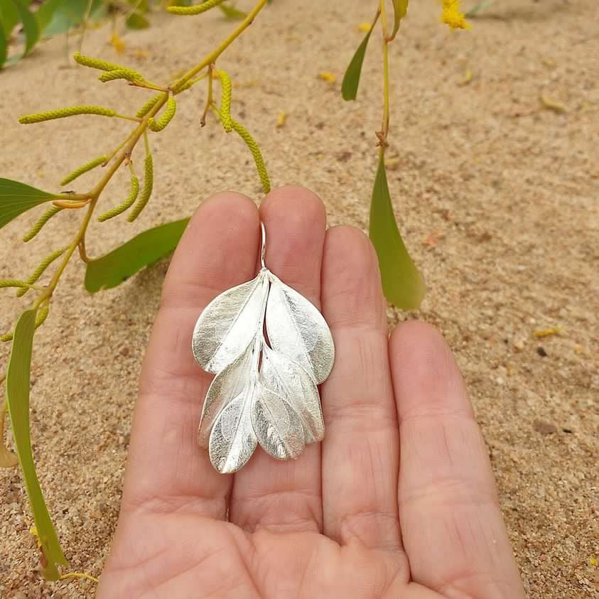 Botanical earrings - Japanese box bush - silver