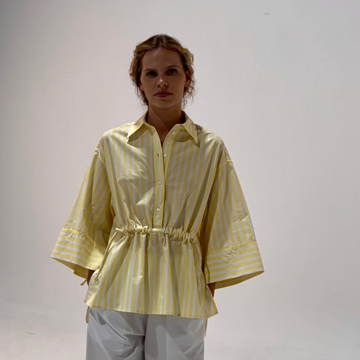 Emily Shirt | Lemon Stripe poplin
