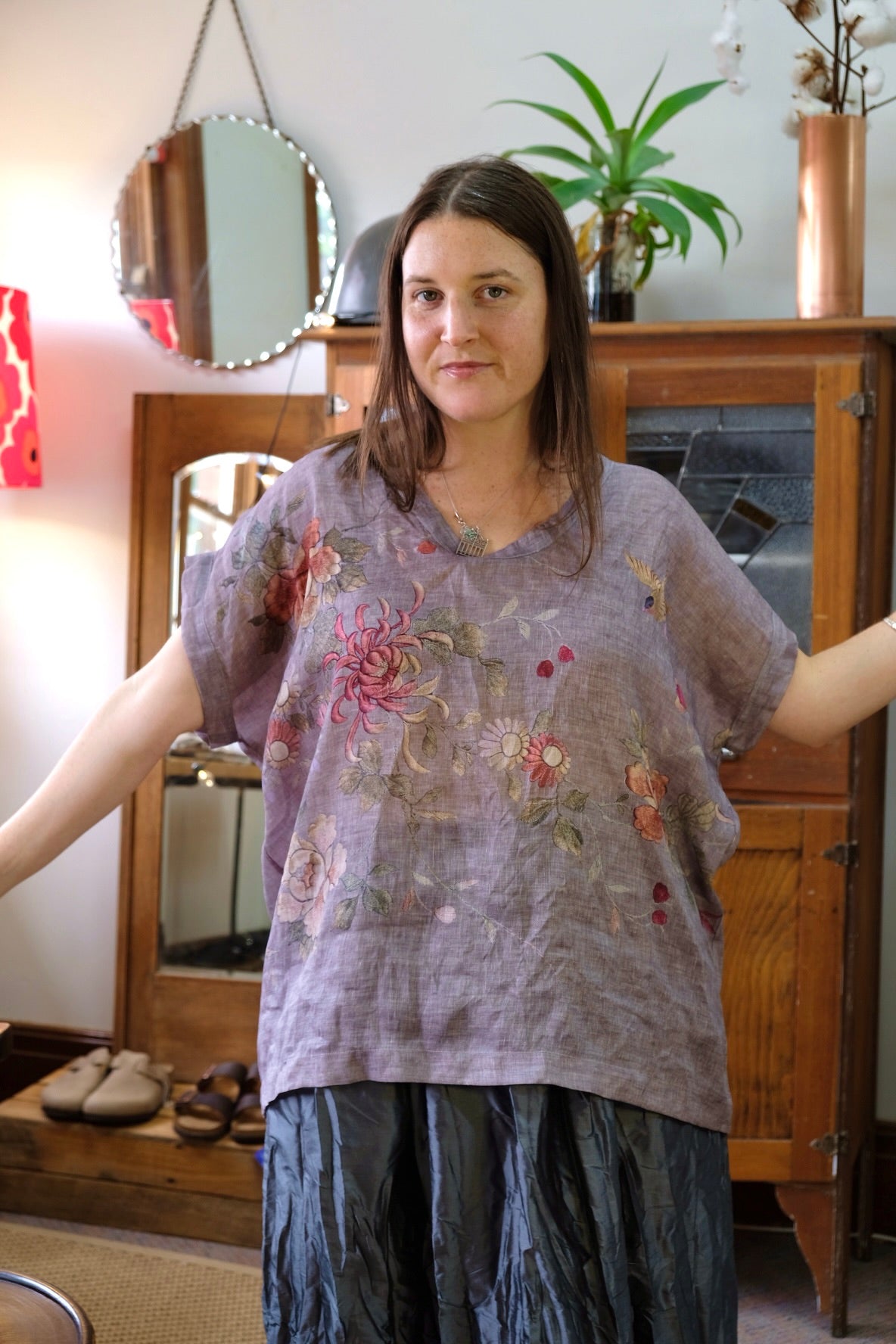 Imogen Top - Floral Print Grey