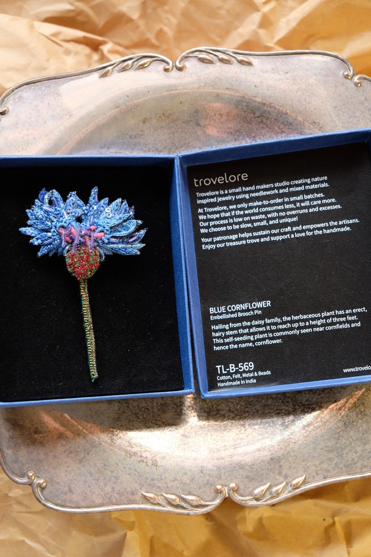 Blue Cornflower Brooch