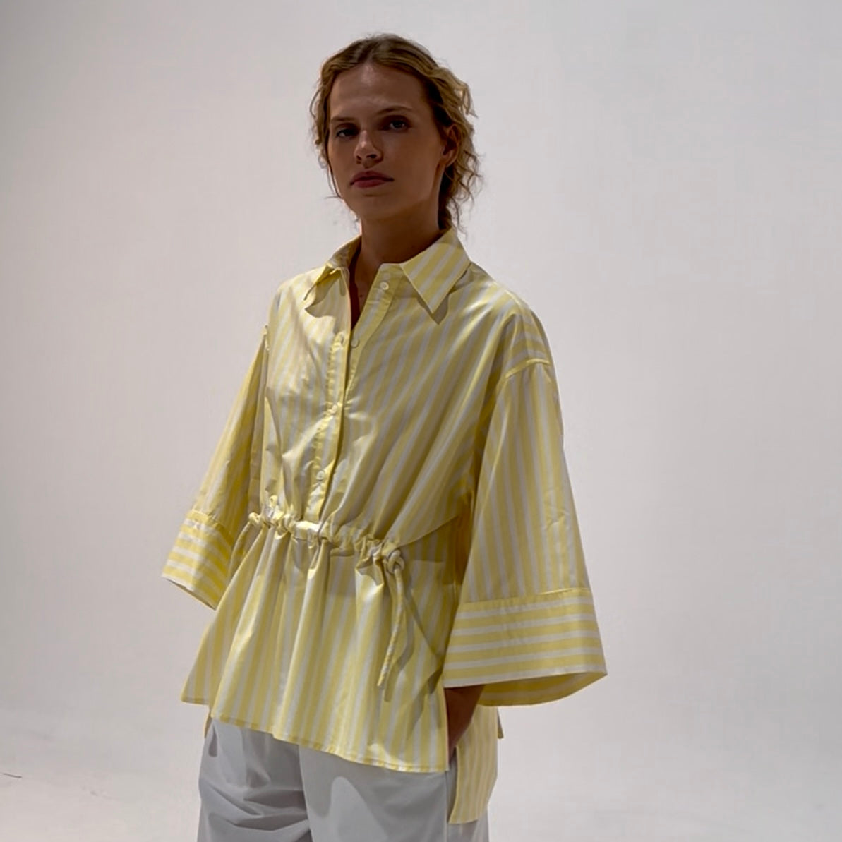 Emily Shirt | Lemon Stripe poplin