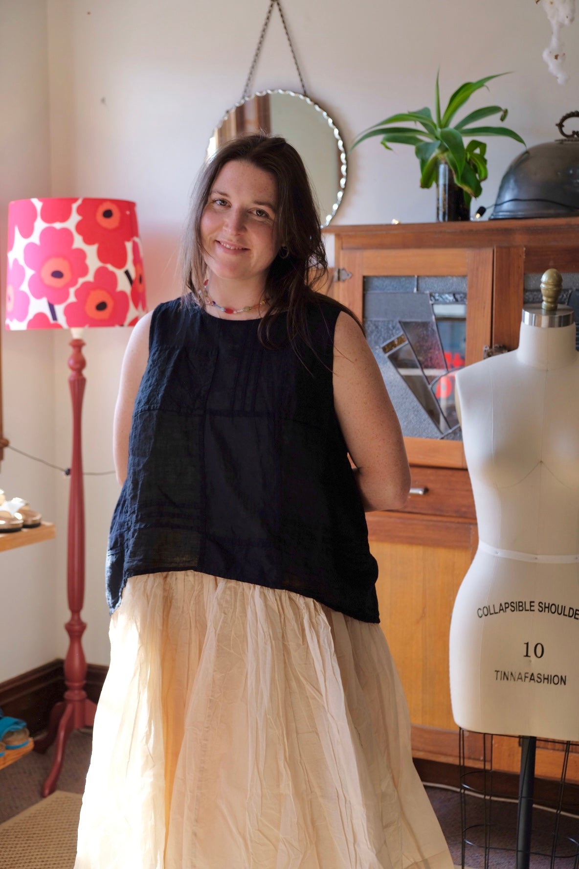 MUSKAN CAMISOLE - COTTON & LINEN - Black