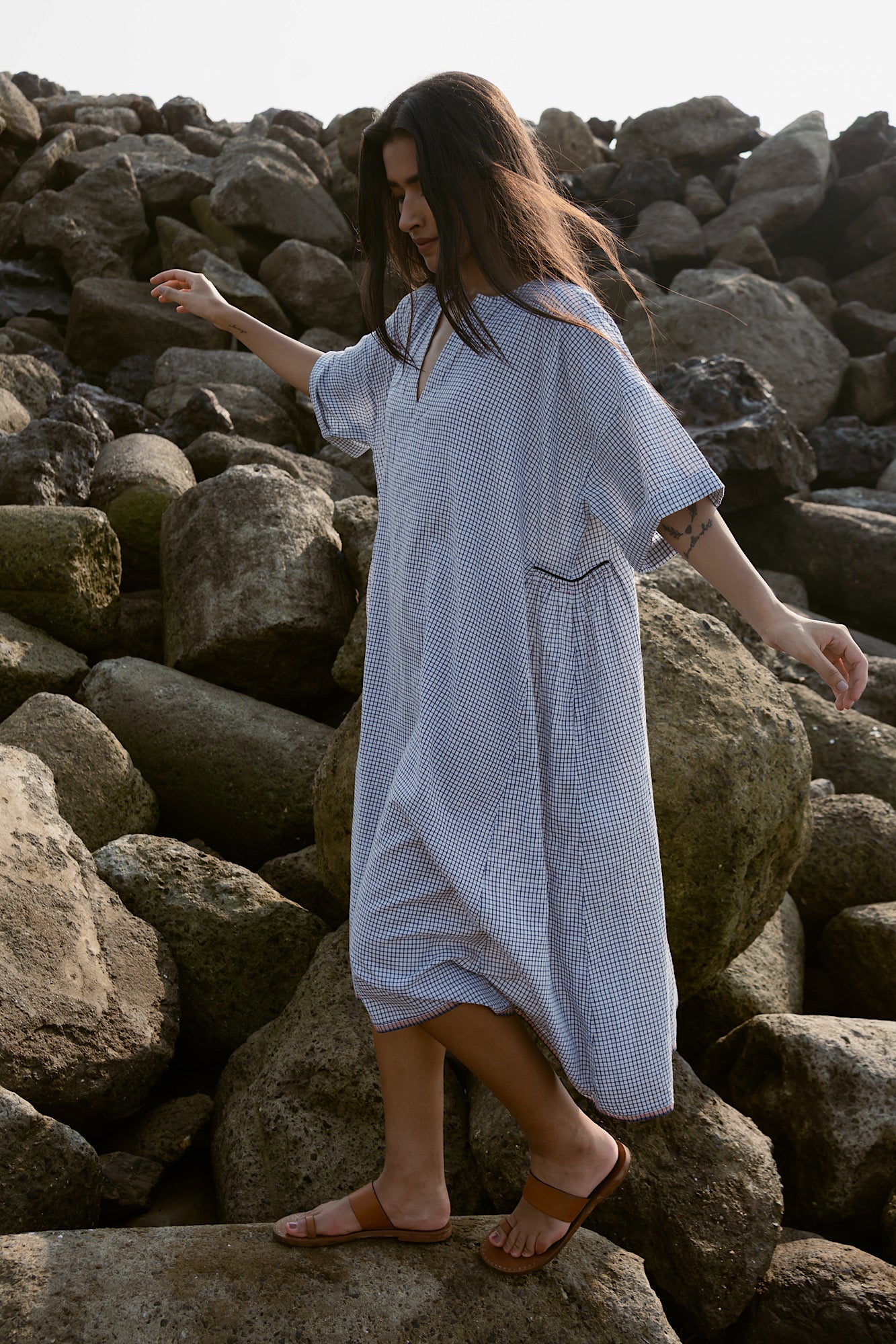 Osaka Dress - Navy Check