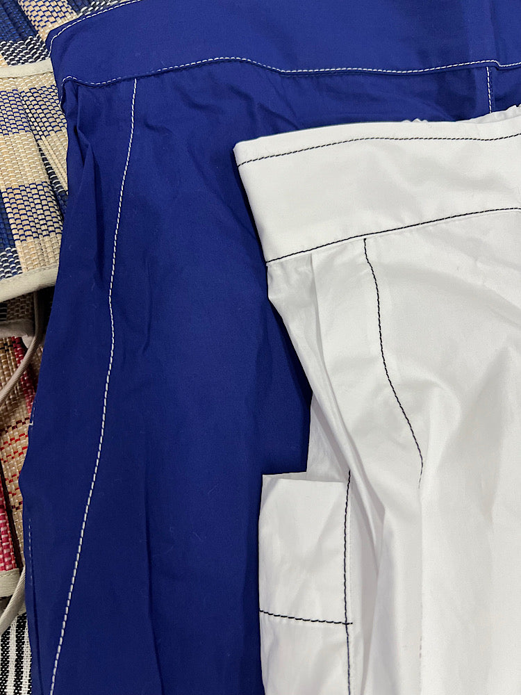 Alira Pant - White Cotton with Black stitching