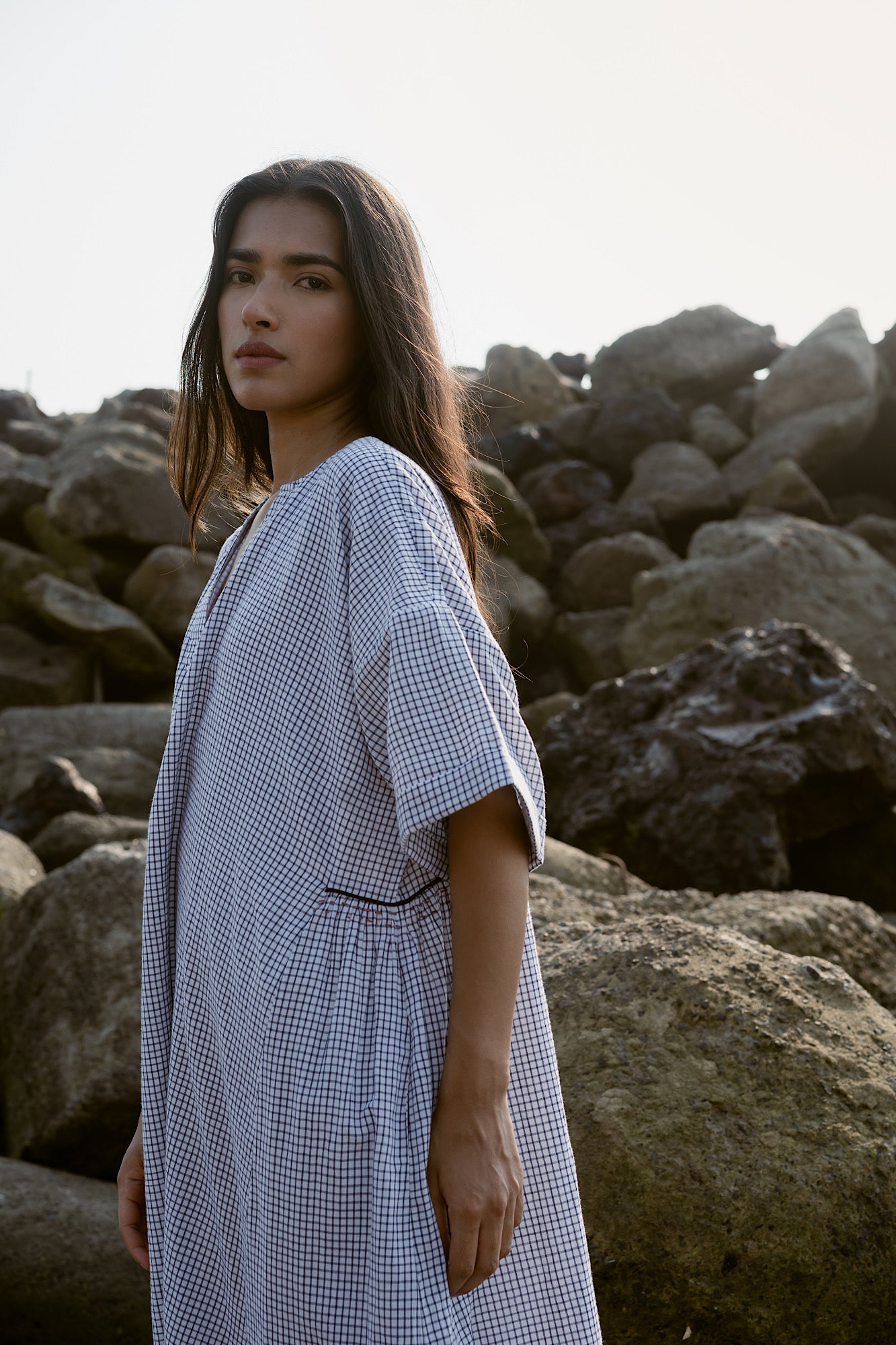 Osaka Dress - Navy Check