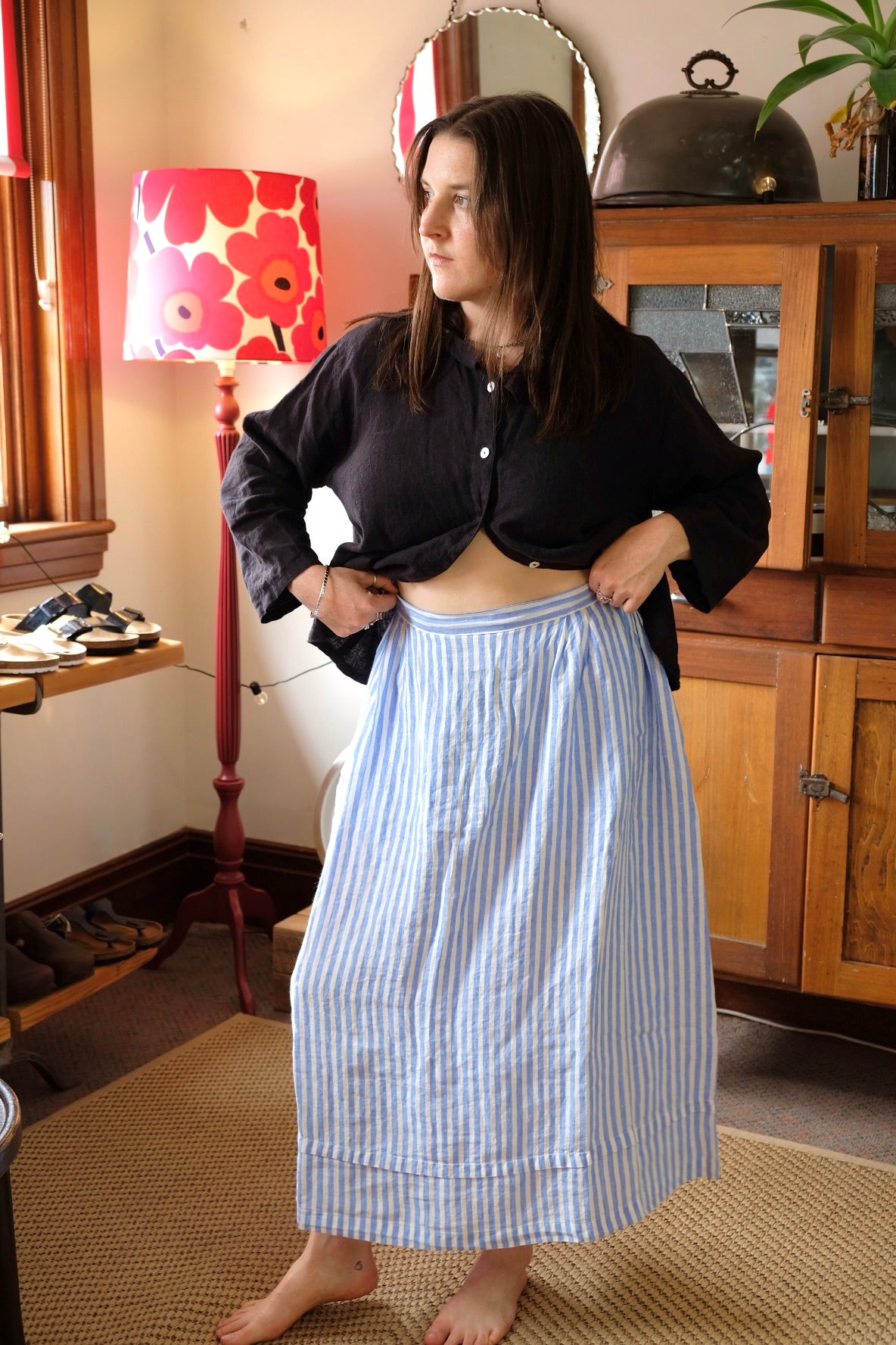 Eden Skirt - Lightweight Linen - Sea Side Stripe
