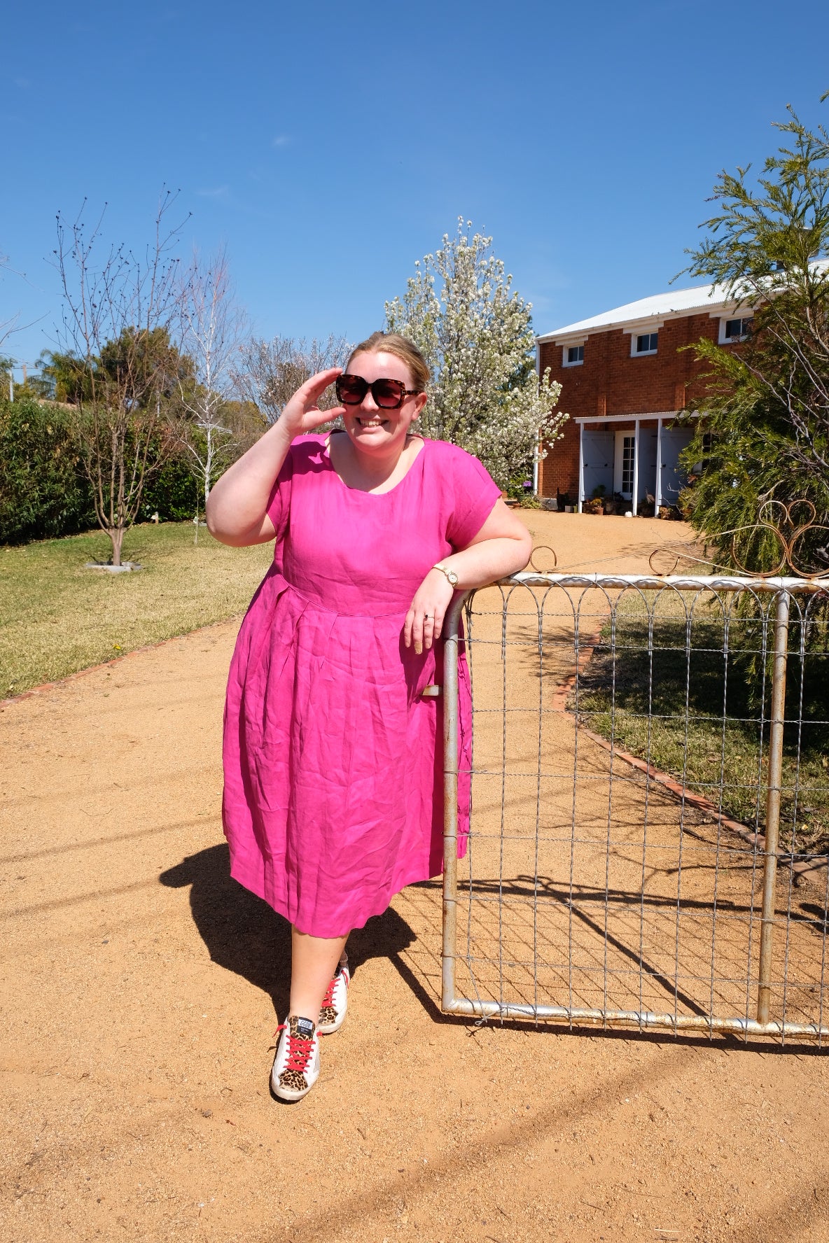 Sibella linen dress - Cerise