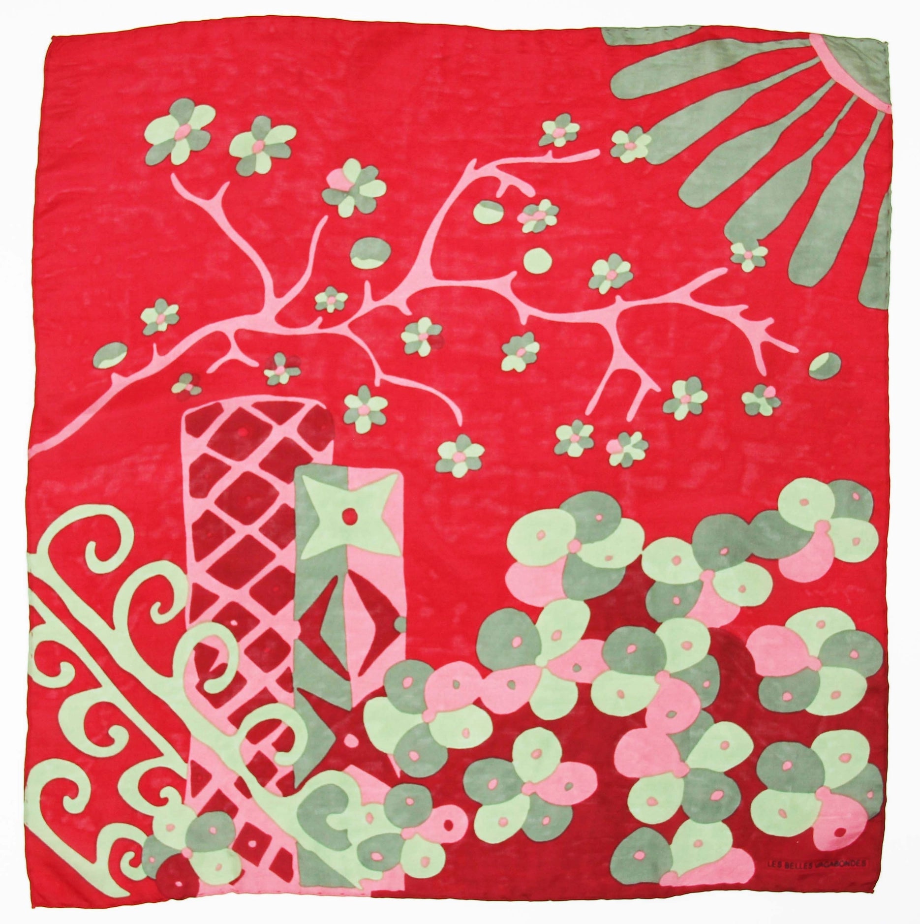 Silk scarf - Mini Sakura Red