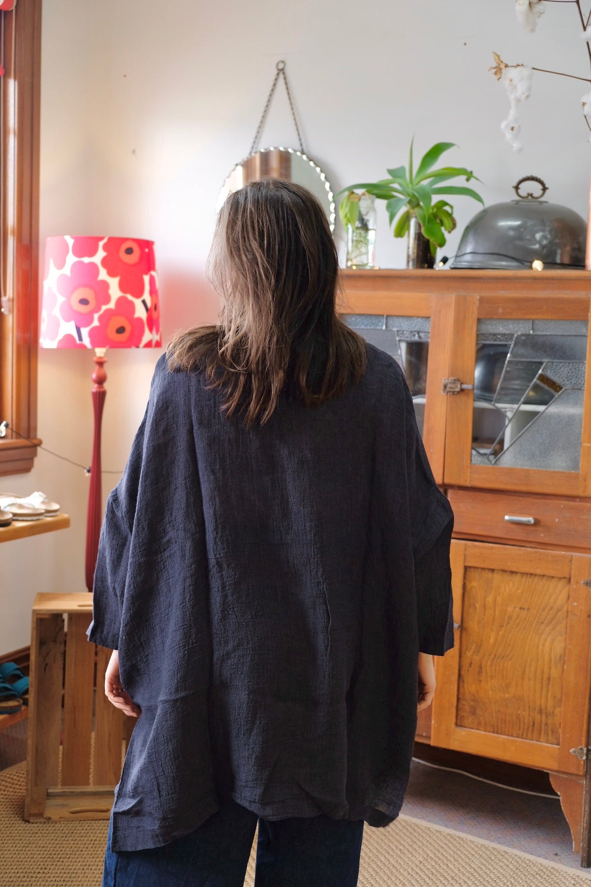 Isabelle Linen Gauze Square Neck Top - Blackwood