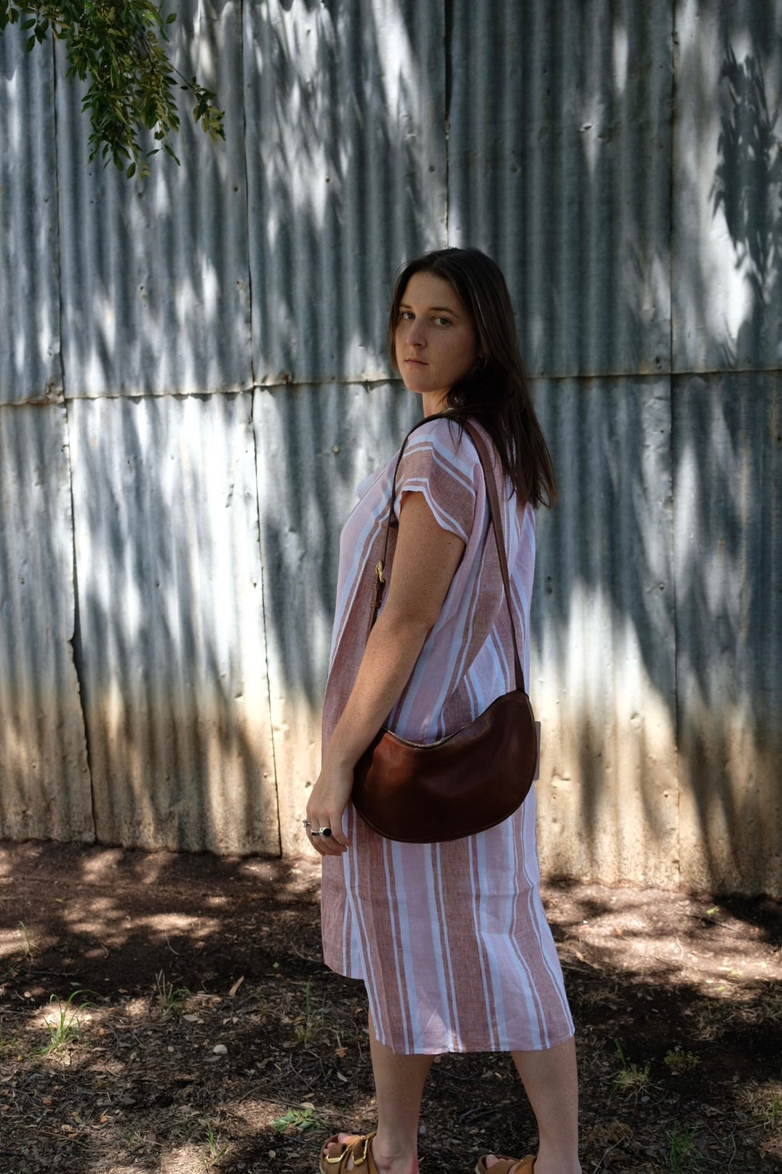 Milan Dress Stripe - Bronze/Petal