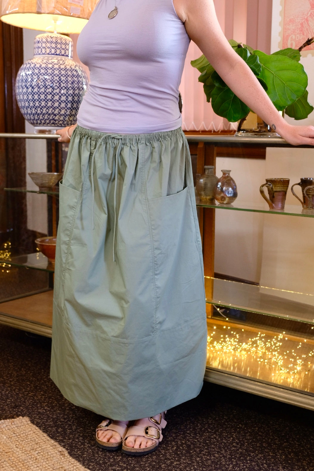 Ulla Skirt - Willow Green Poplin